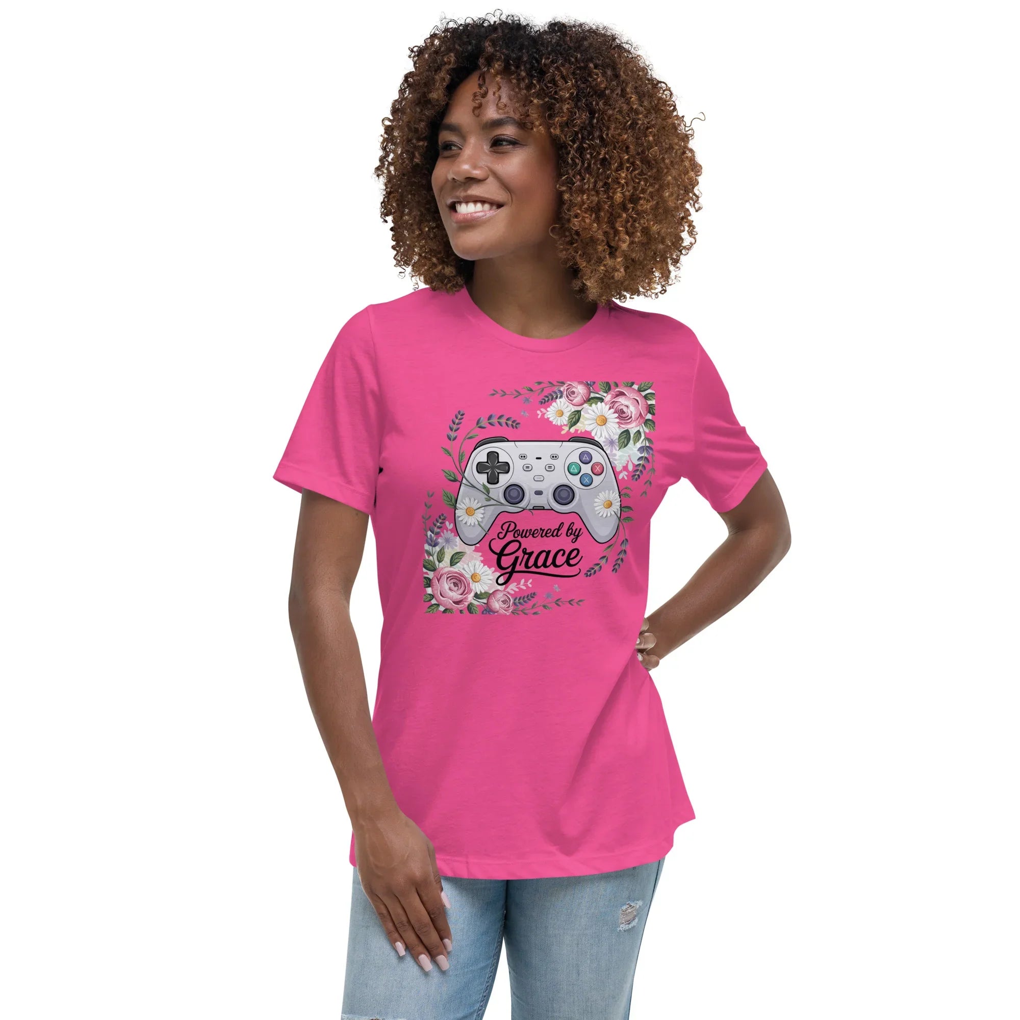 Powered by Grace Shirt – Floral Gamer Girl Tee - RaZits
