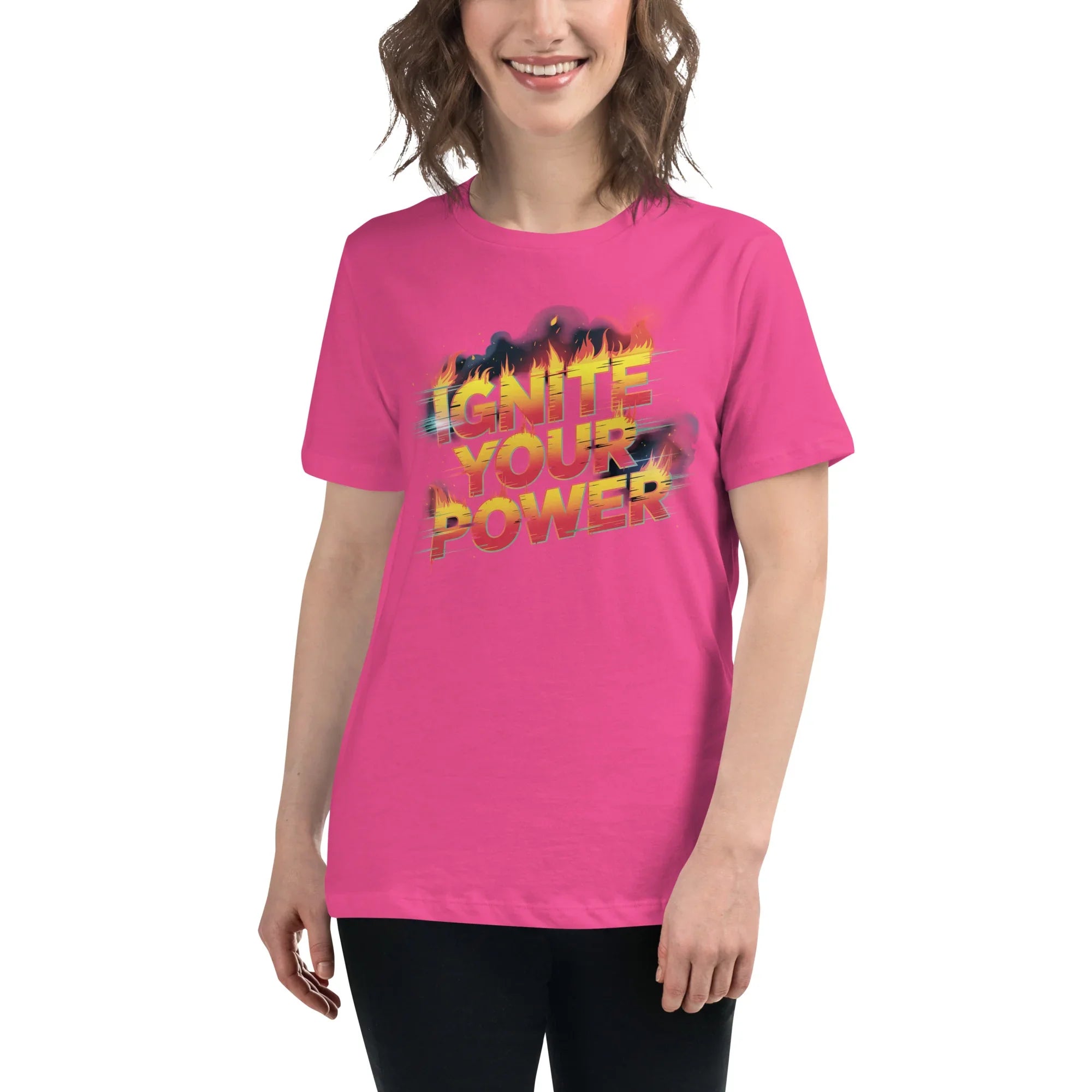 Ignite Your Power T Shirt – Bold Girl Power Tee with Red & Yellow Flames - RaZits