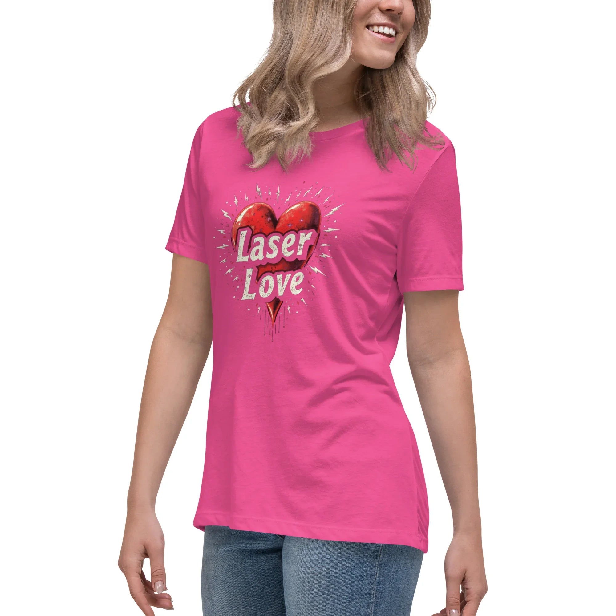 Laser Love Tee – Neon Pink Digital Art Shirt - RaZits