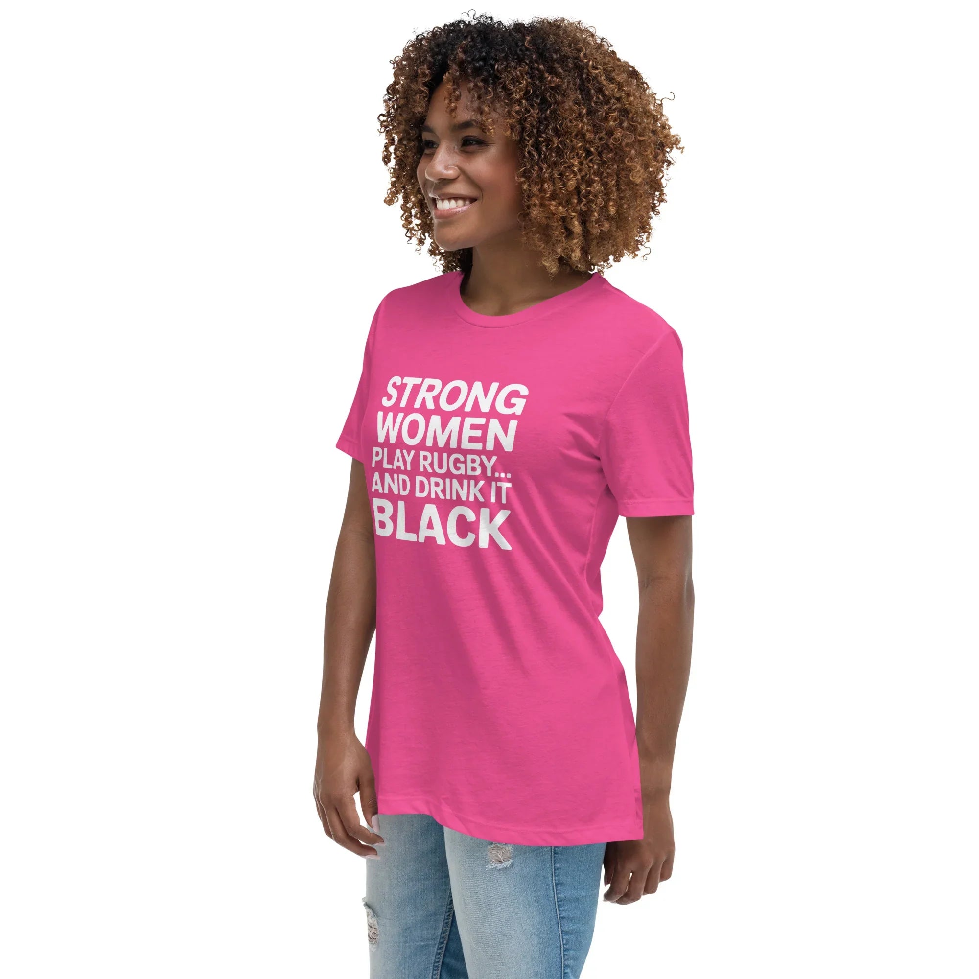 Strong Women Play Rugby Tee – Bold Coffee Lover Print - RaZits