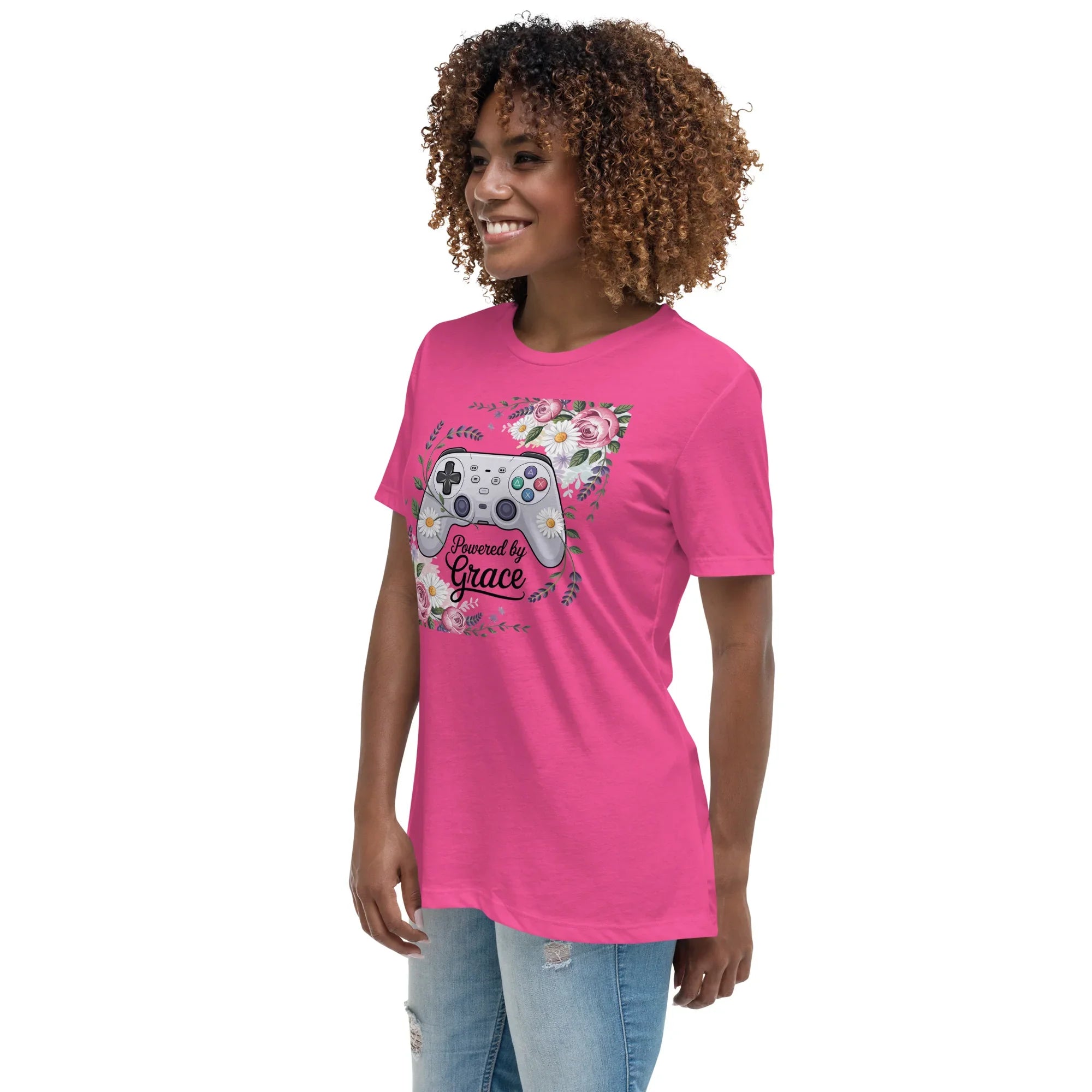Powered by Grace Shirt – Floral Gamer Girl Tee - RaZits