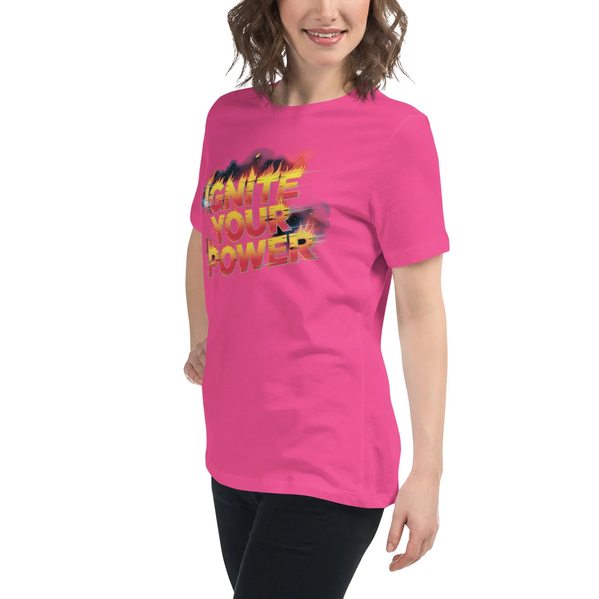 Ignite Your Power T Shirt – Bold Girl Power Tee with Red & Yellow Flames - RaZits