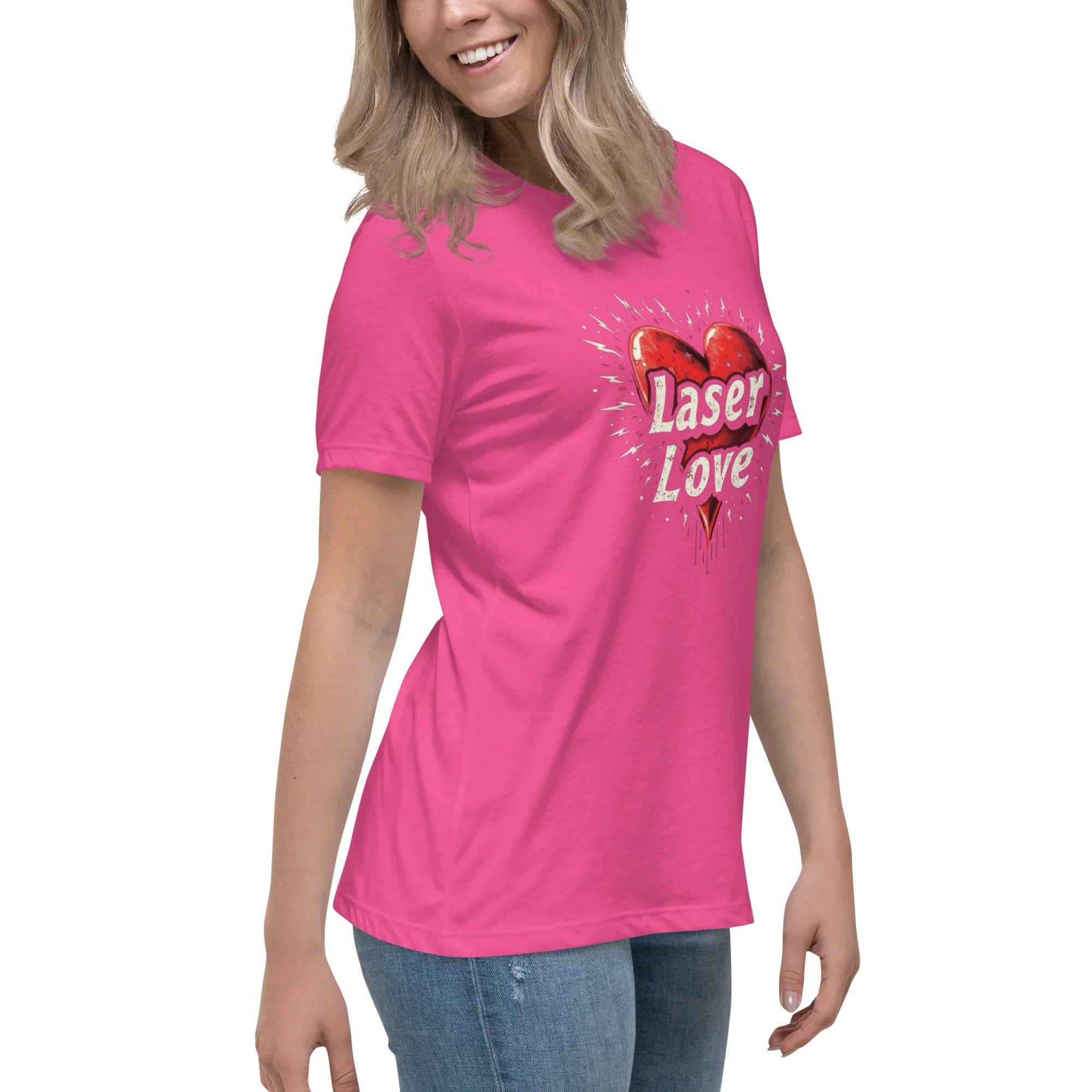 Laser Love Tee – Neon Pink Digital Art Shirt - RaZits