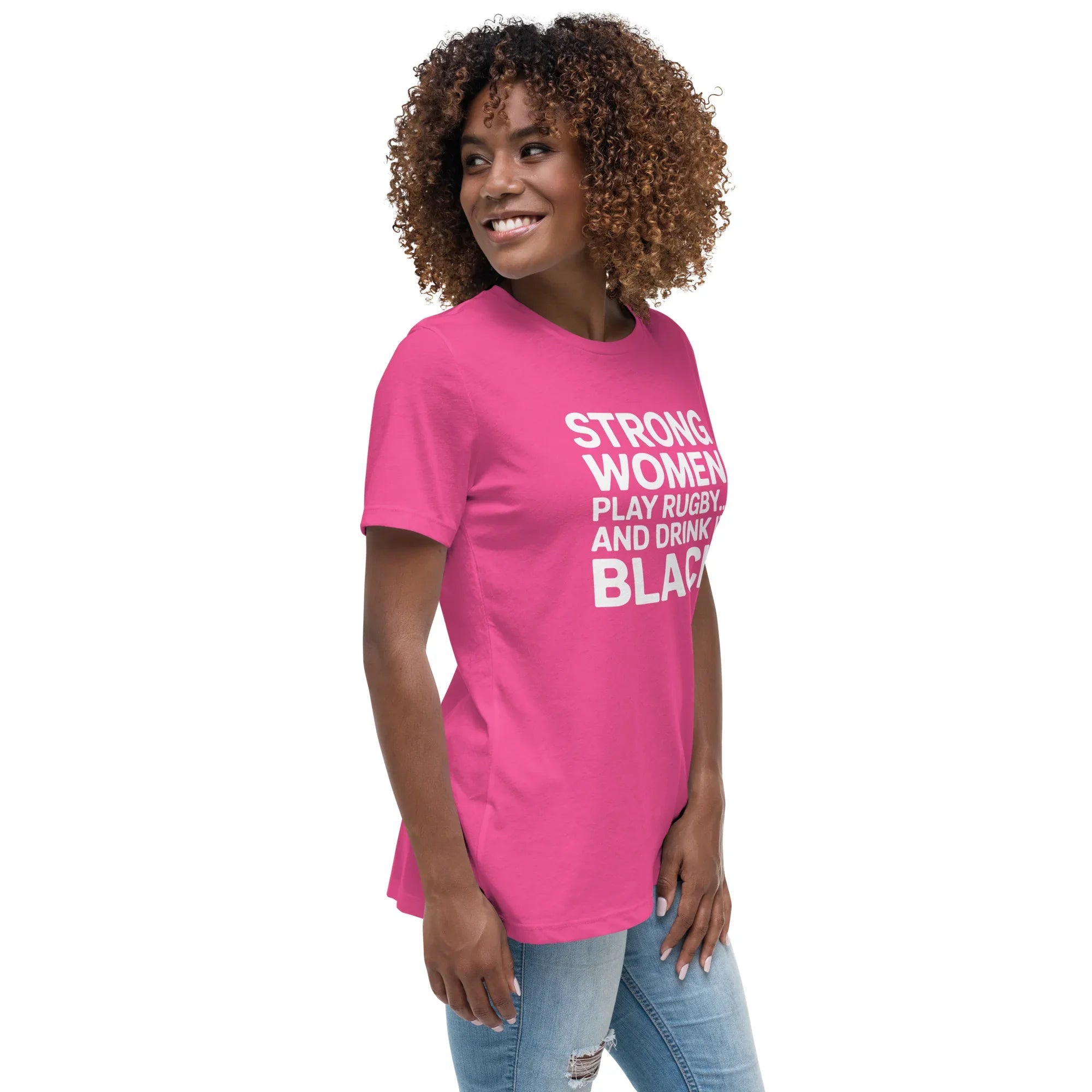 Strong Women Play Rugby Tee – Bold Coffee Lover Print - RaZits