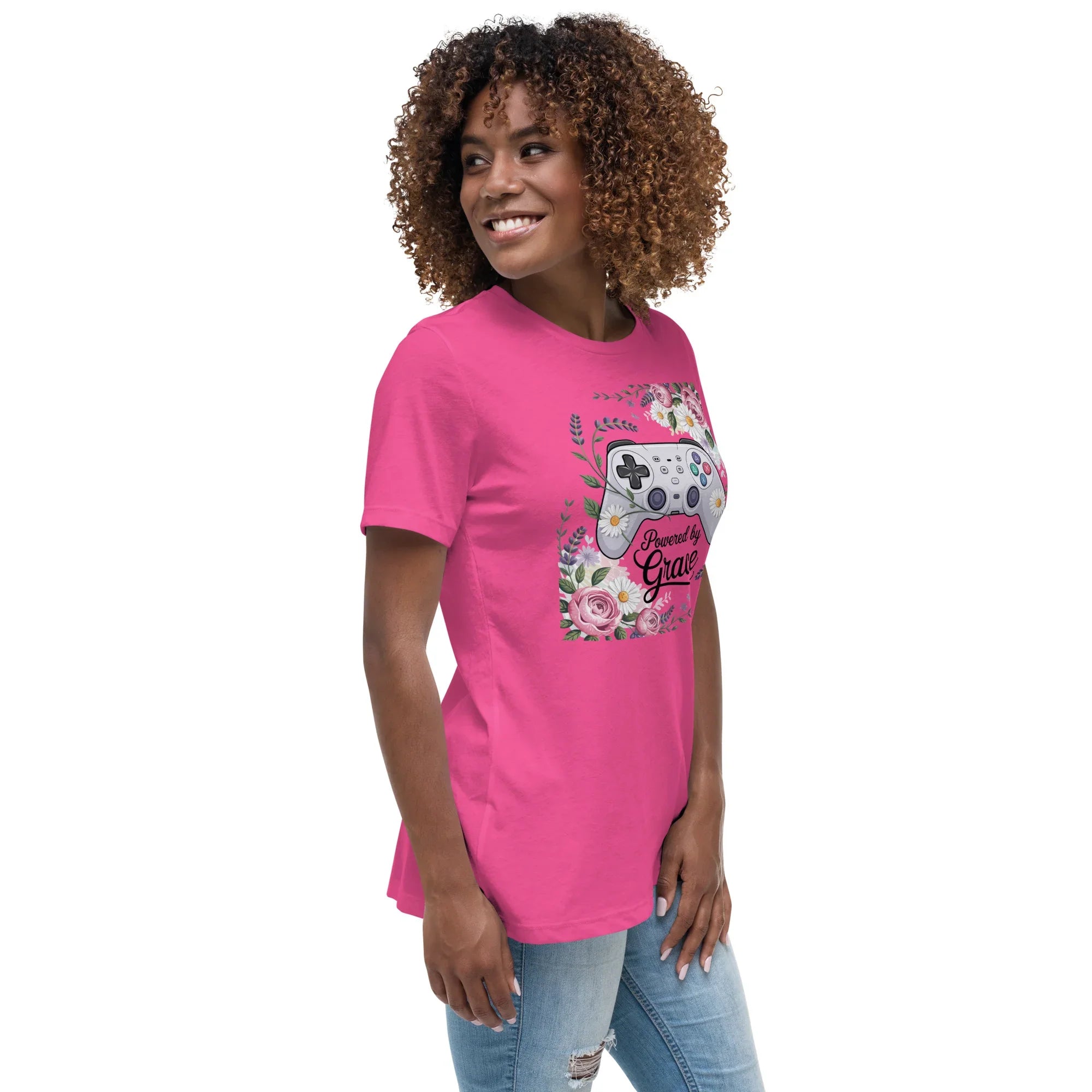 Powered by Grace Shirt – Floral Gamer Girl Tee - RaZits
