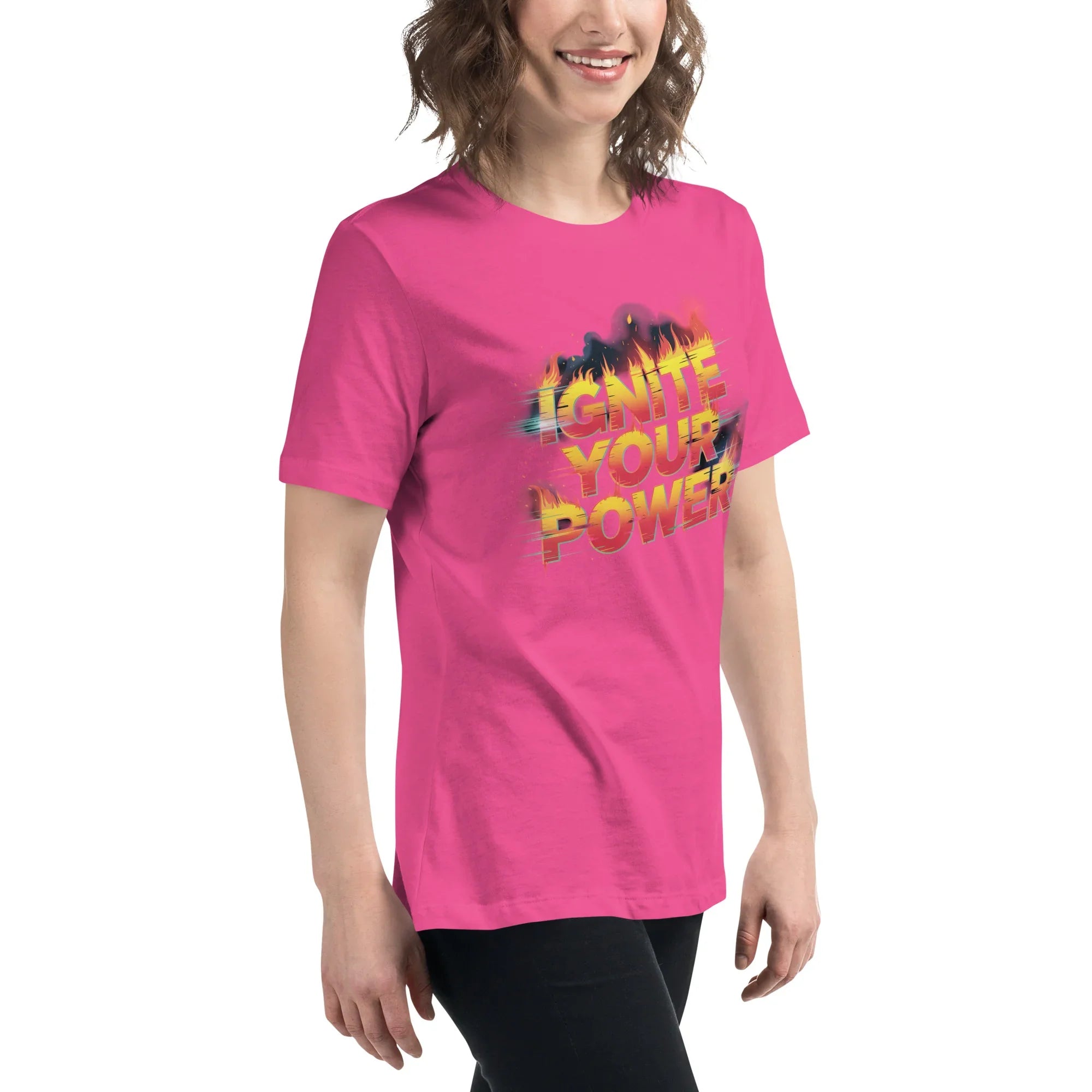 Ignite Your Power T Shirt – Bold Girl Power Tee with Red & Yellow Flames - RaZits
