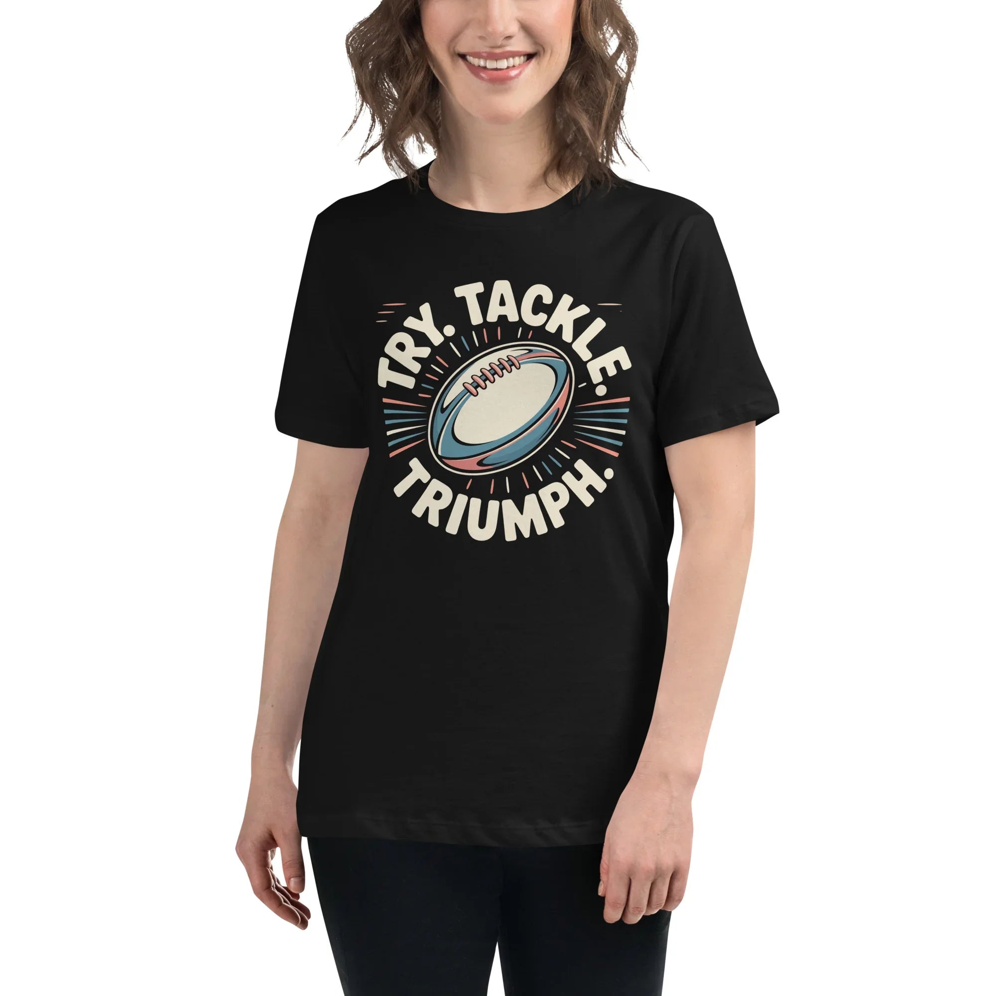 Try Tackle Triumph Tee – Motivational Rugby Graphic - RaZits