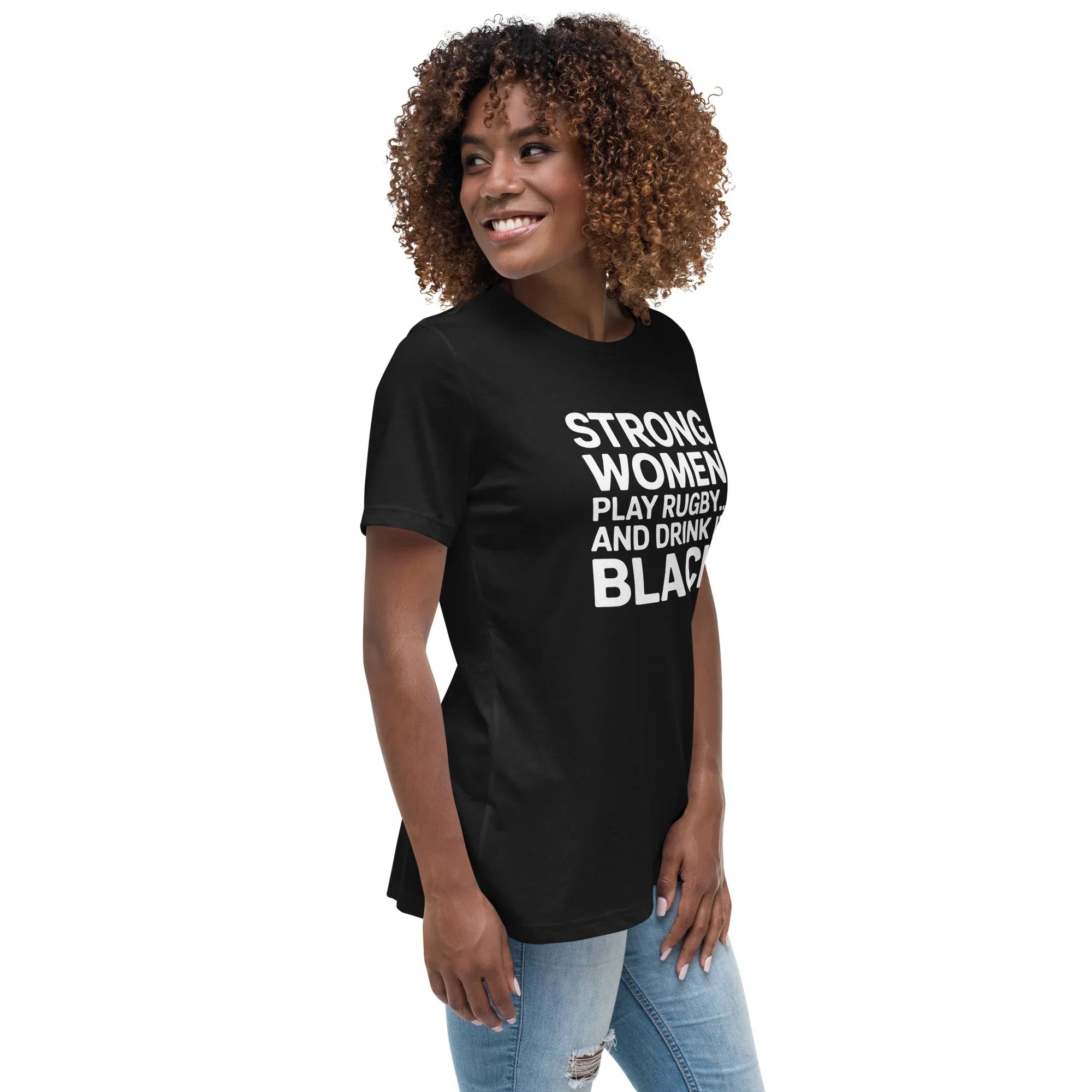 Strong Women Play Rugby Tee – Bold Coffee Lover Print - RaZits