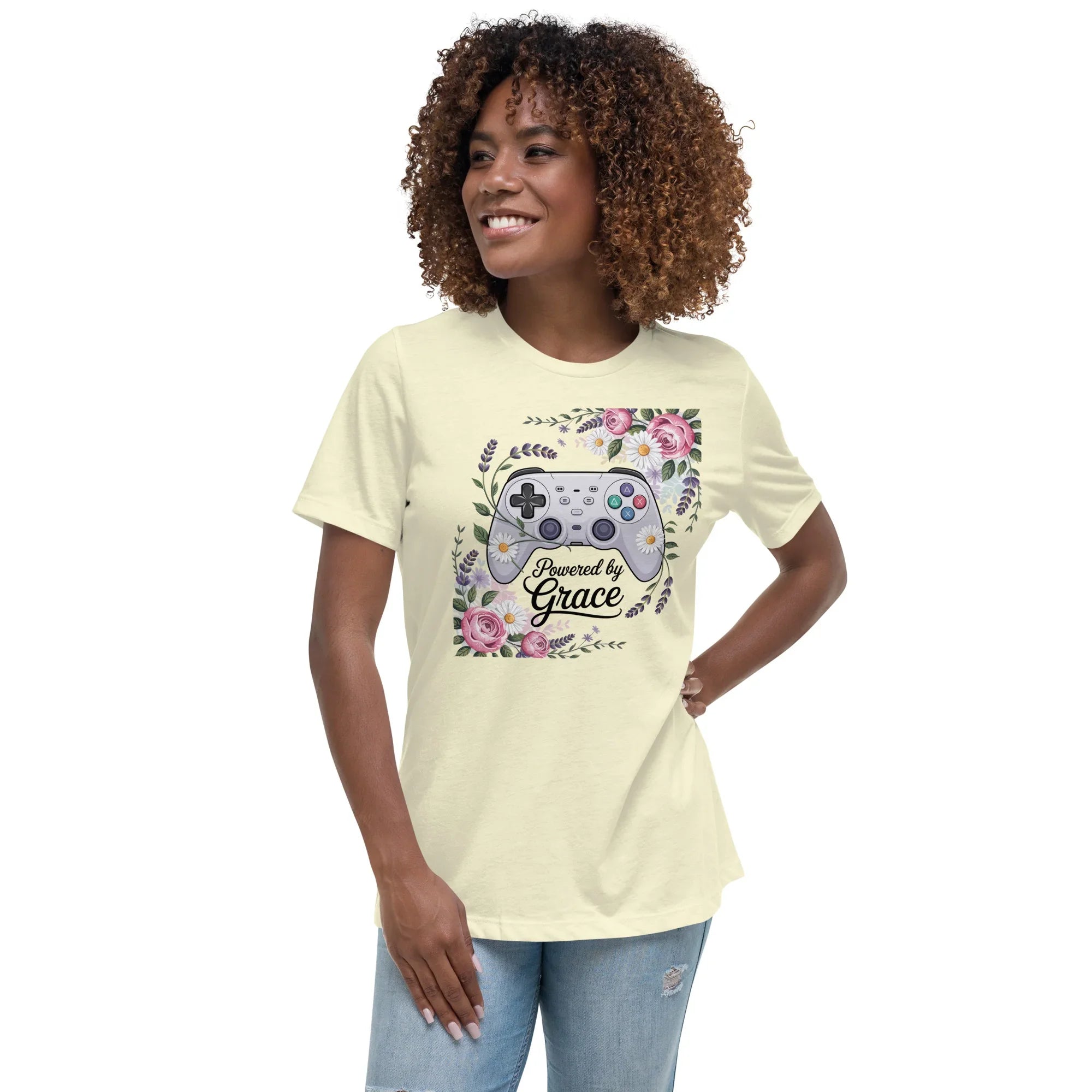 Powered by Grace Shirt – Floral Gamer Girl Tee - RaZits