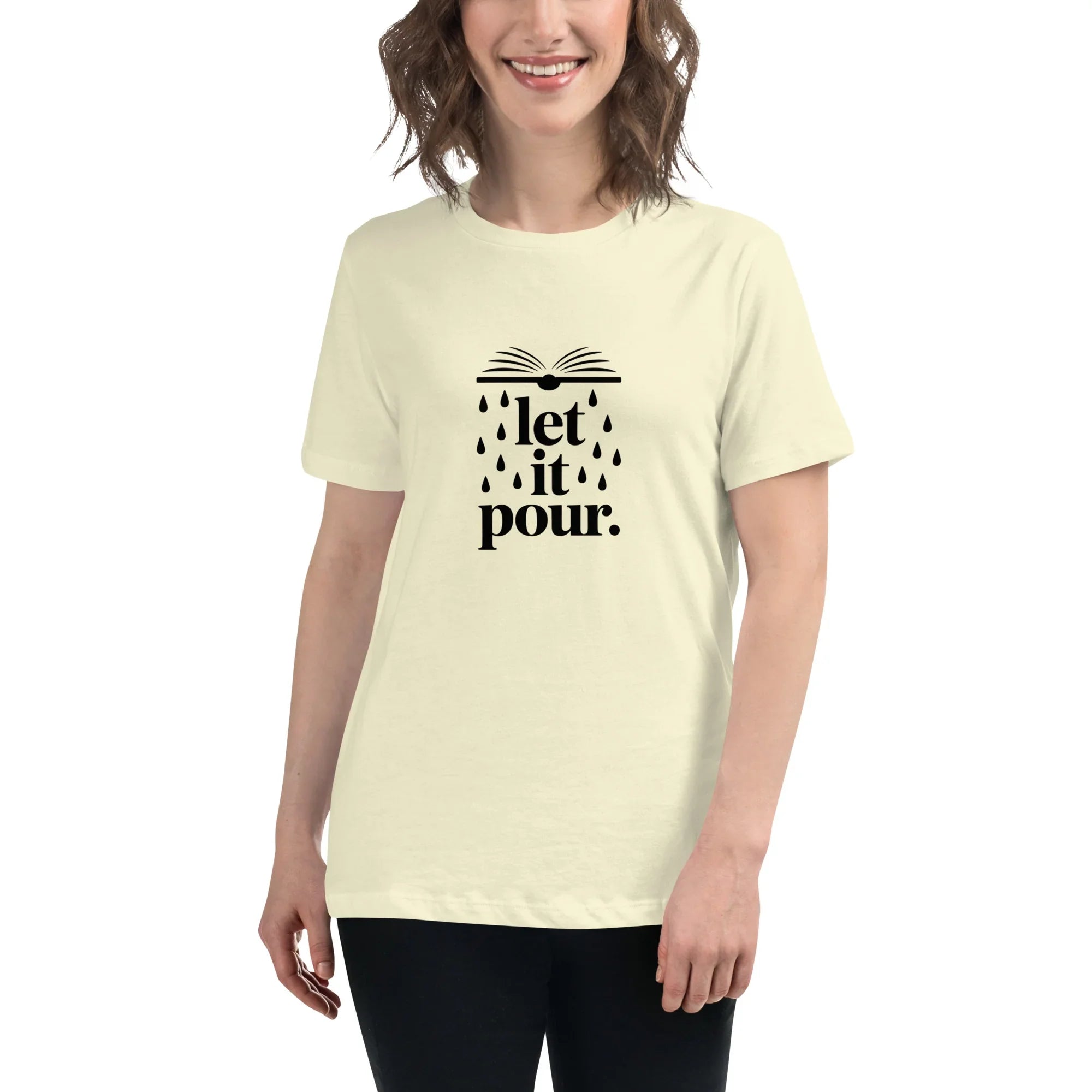 Let It Pour T-Shirt – Book Lover Rainfall Tee for Women - RaZits