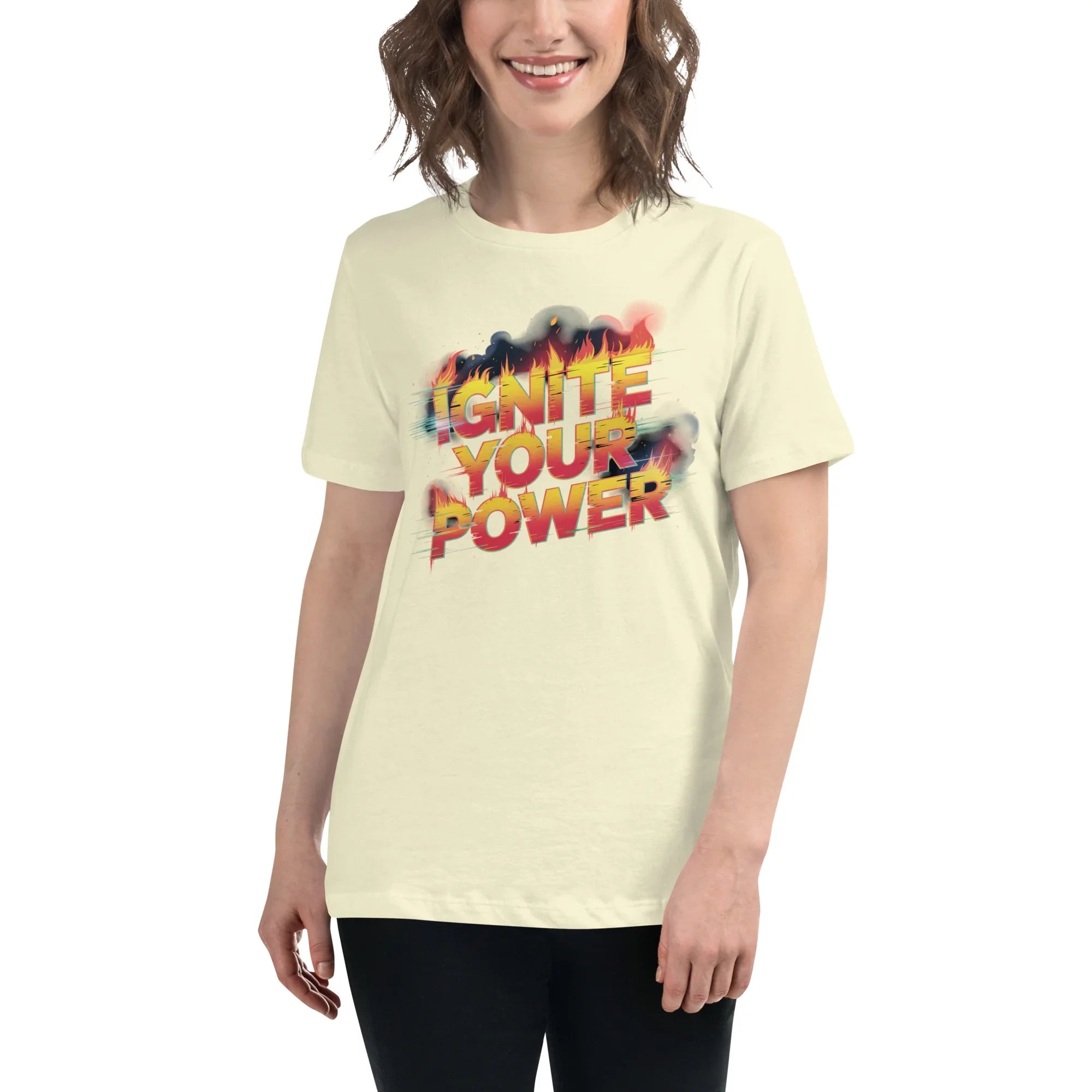 Ignite Your Power T Shirt – Bold Girl Power Tee with Red & Yellow Flames - RaZits