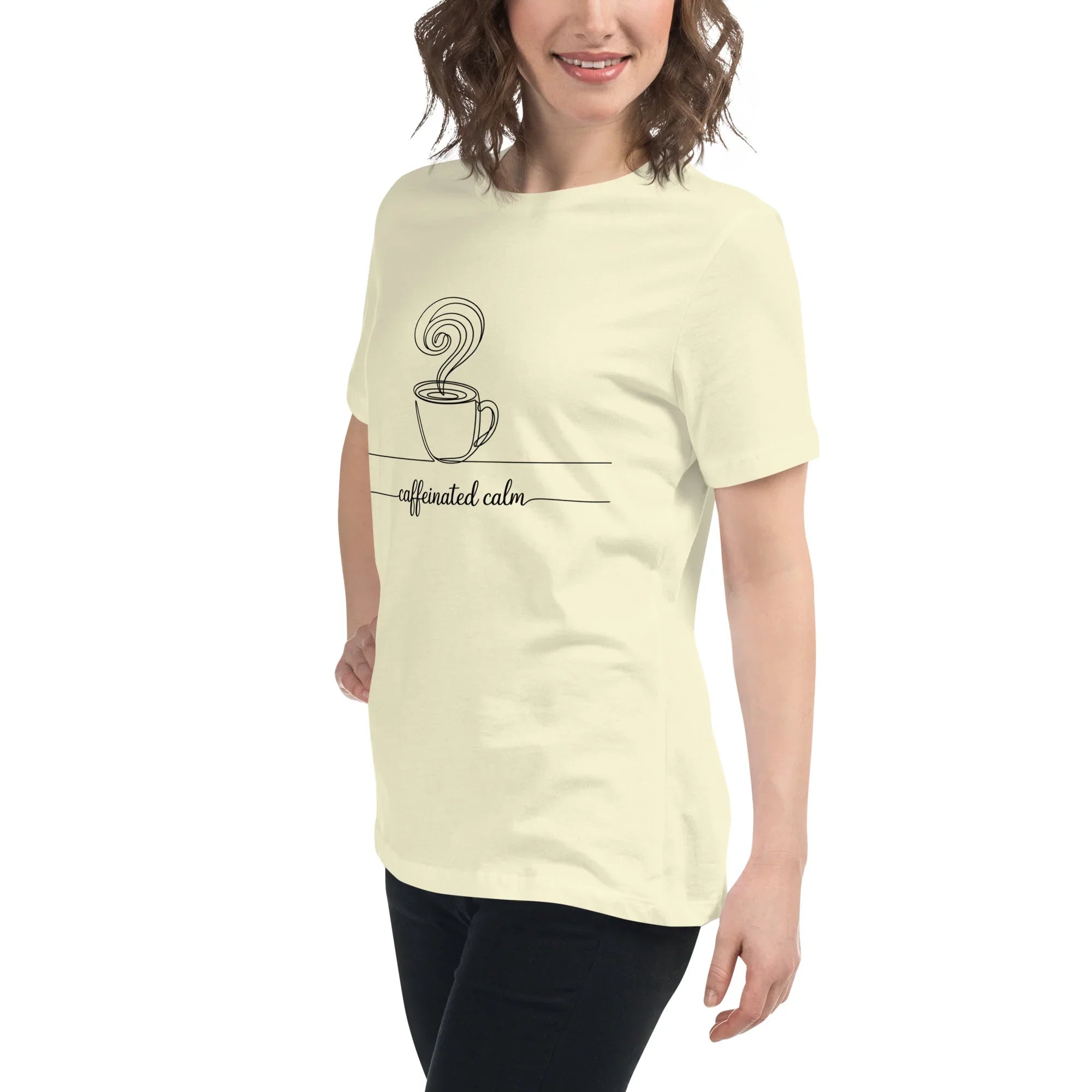 Caffeinated Calm Tee – Minimalist Coffee Line Art - RaZits