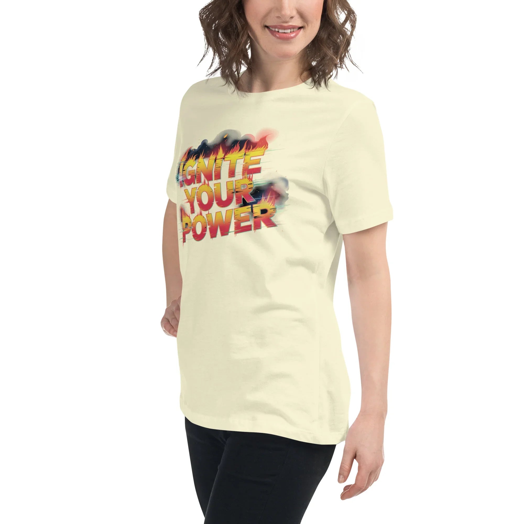Ignite Your Power T Shirt – Bold Girl Power Tee with Red & Yellow Flames - RaZits