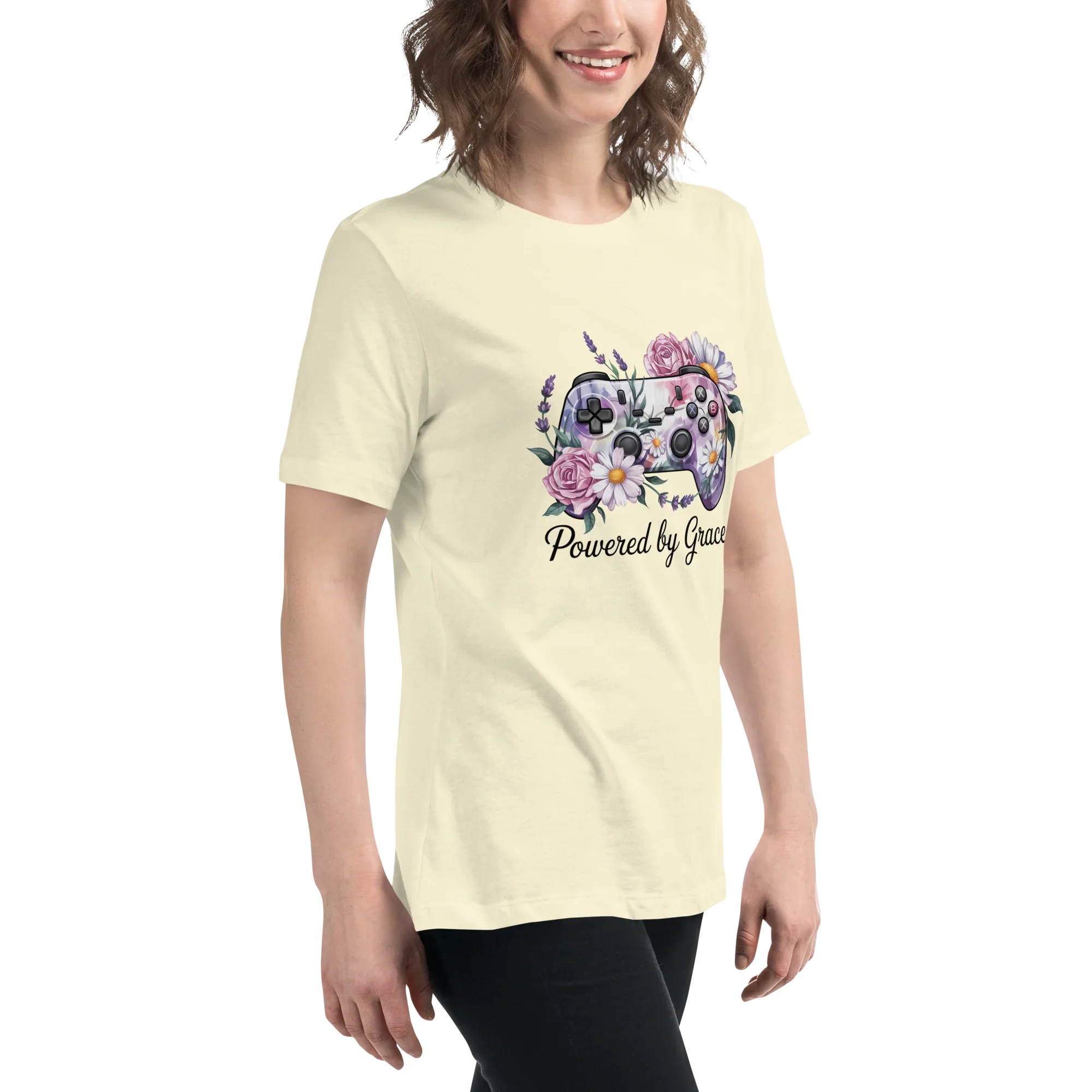 Floral Controller Tee – Powered by Grace Gamer Shirt - RaZits