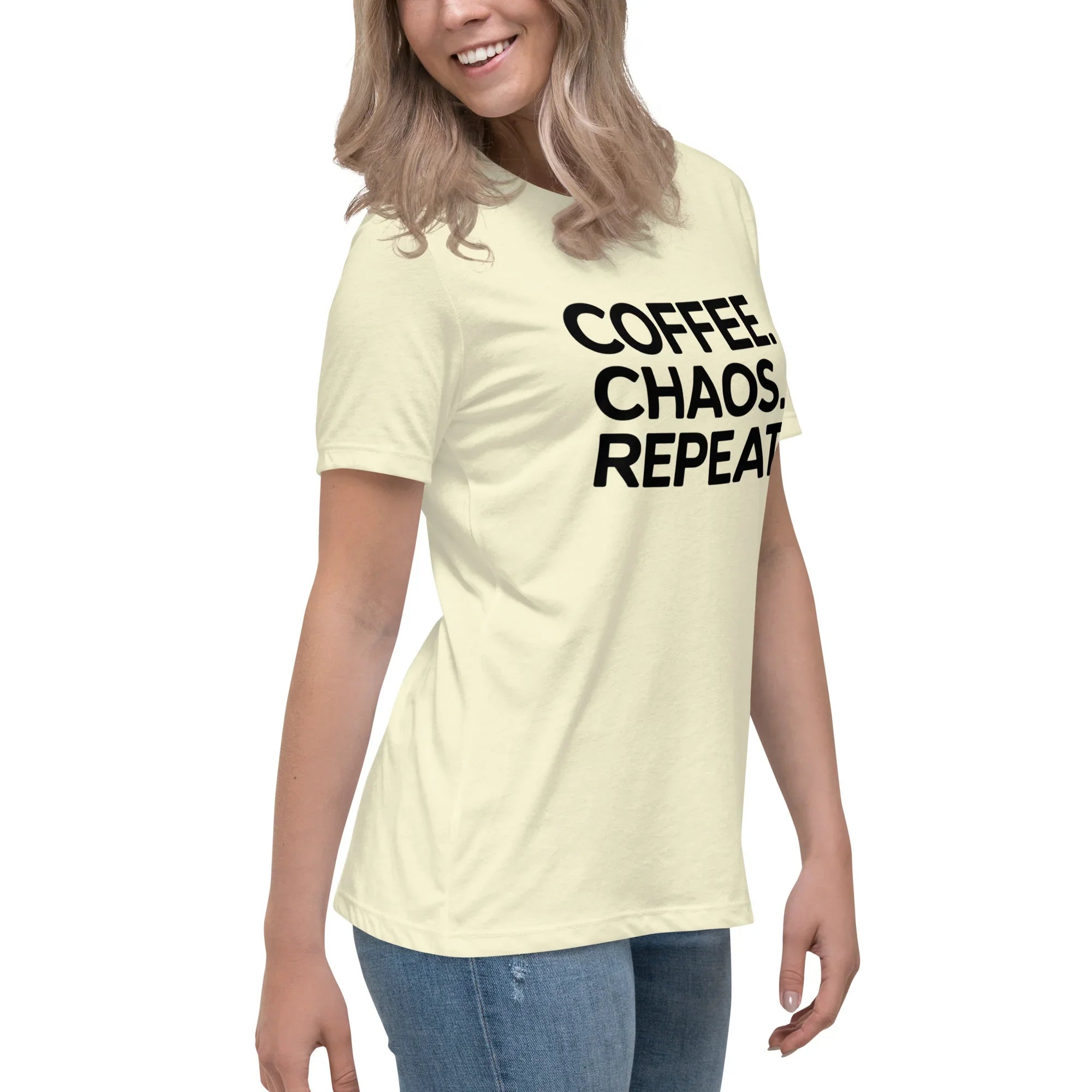 Coffee Chaos Repeat Tee – Bold Black Statement - RaZits