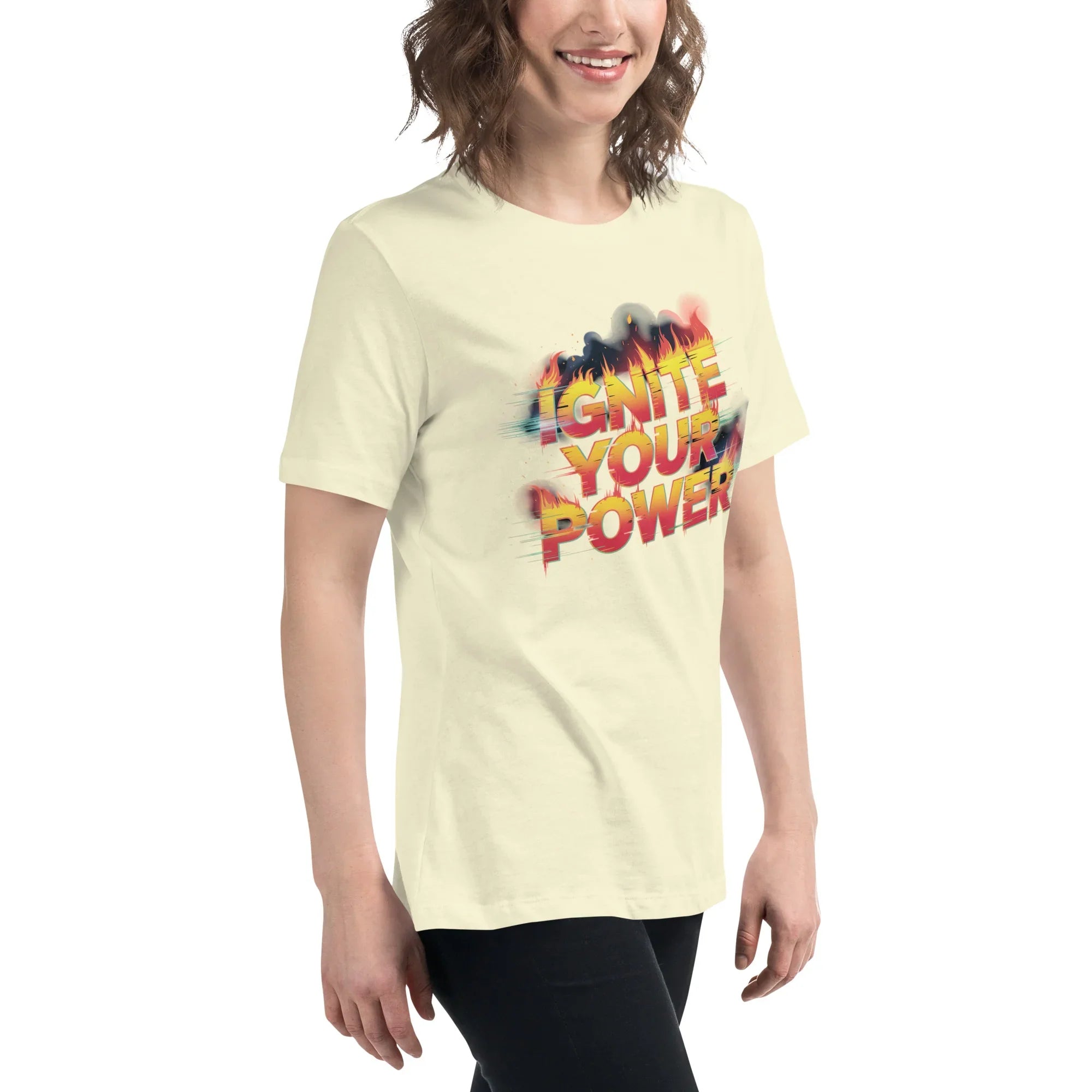Ignite Your Power T Shirt – Bold Girl Power Tee with Red & Yellow Flames - RaZits