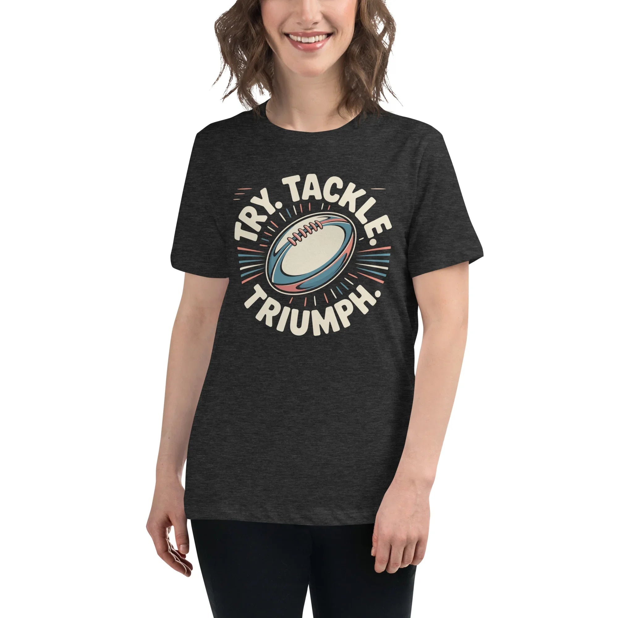 Try Tackle Triumph Tee – Motivational Rugby Graphic - RaZits