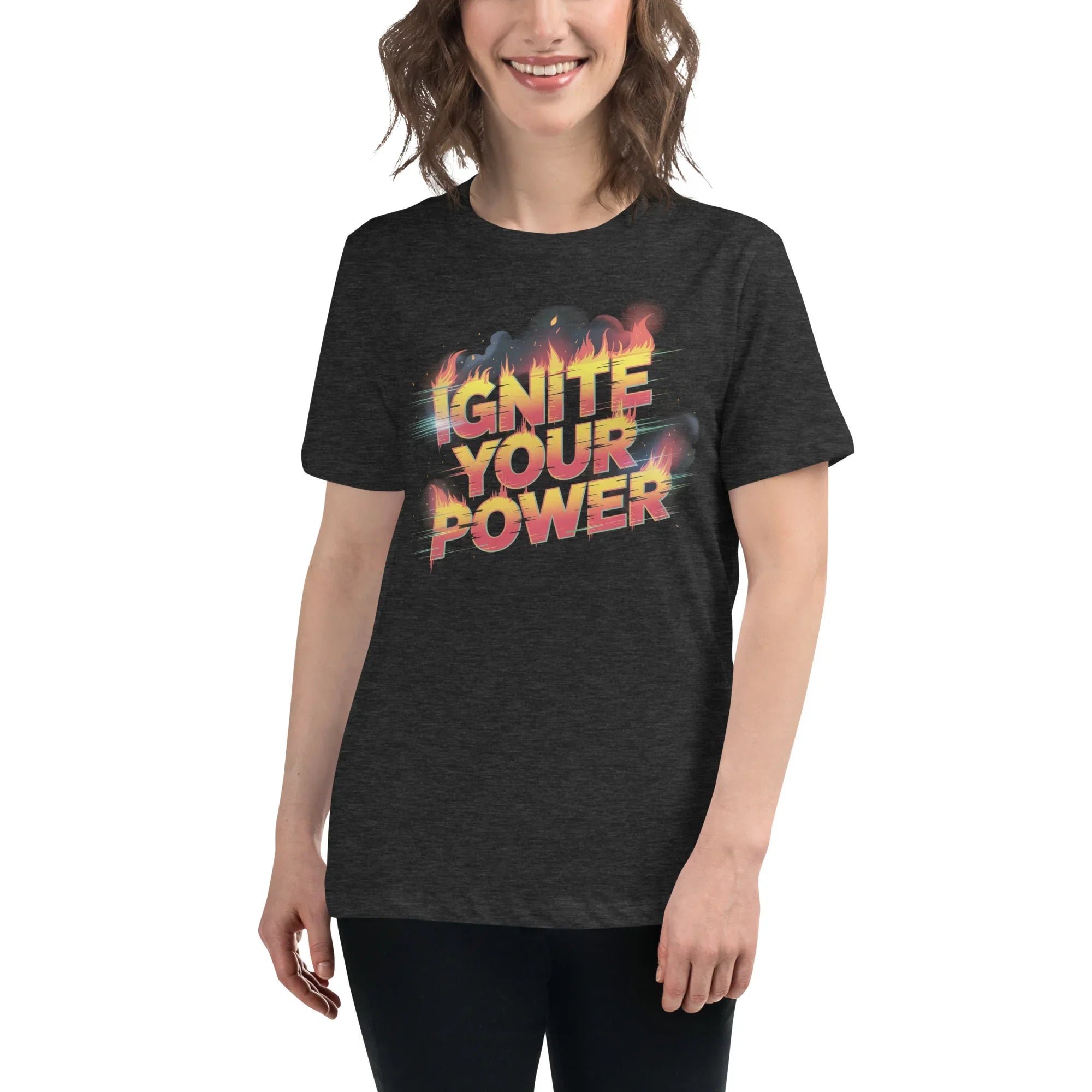 Ignite Your Power T Shirt – Bold Girl Power Tee with Red & Yellow Flames - RaZits