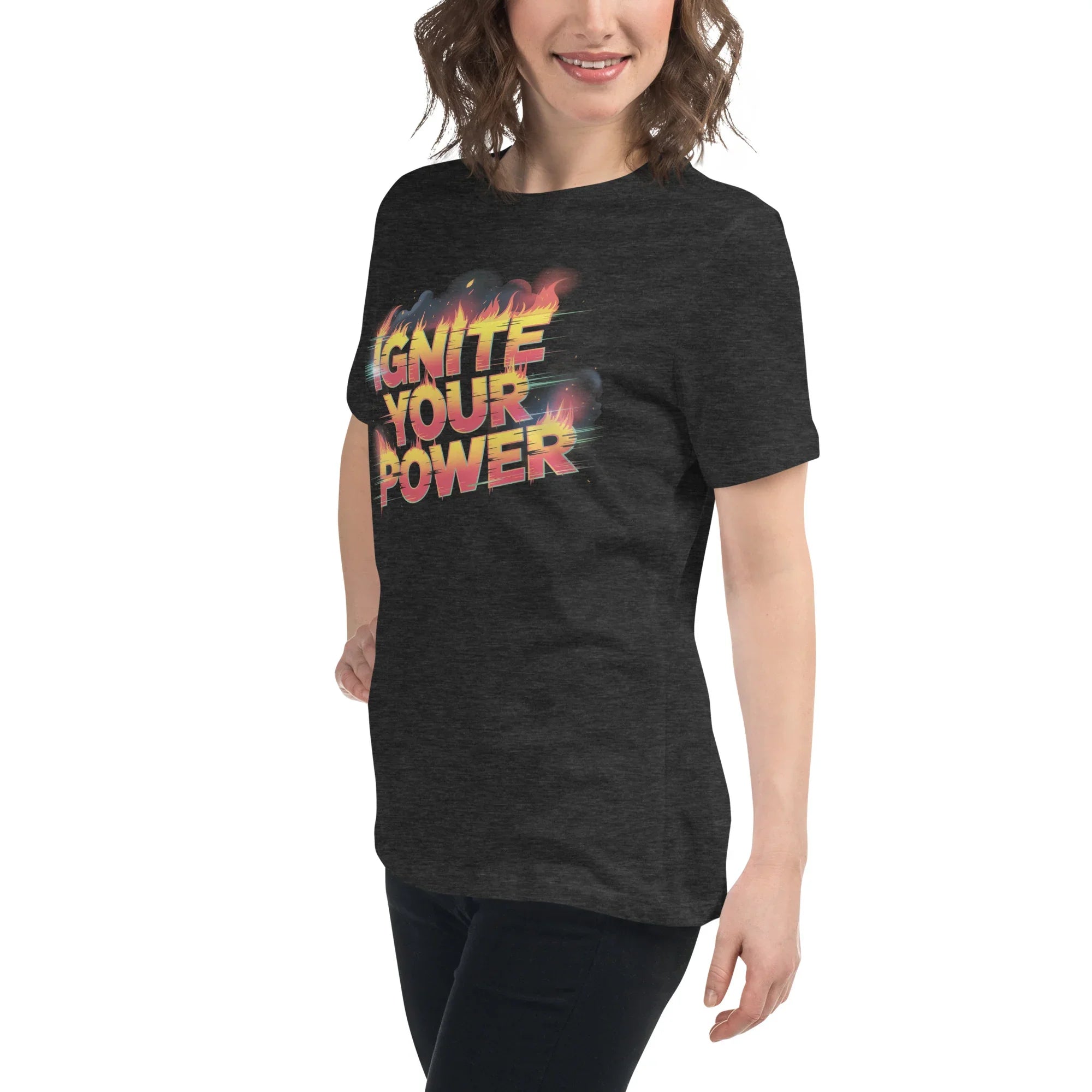 Ignite Your Power T Shirt – Bold Girl Power Tee with Red & Yellow Flames - RaZits