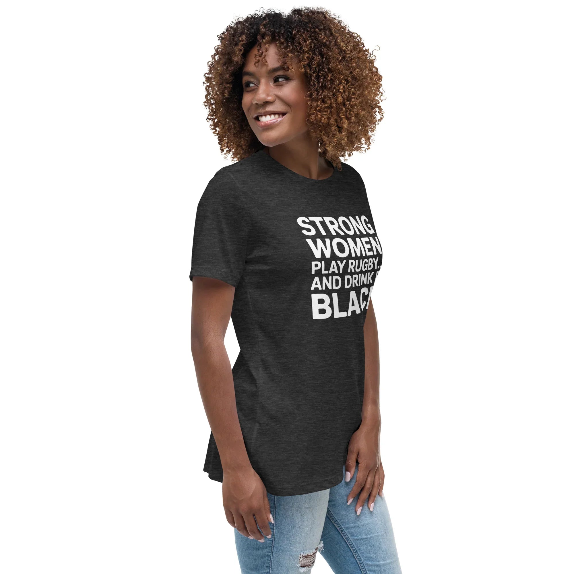 Strong Women Play Rugby Tee – Bold Coffee Lover Print - RaZits