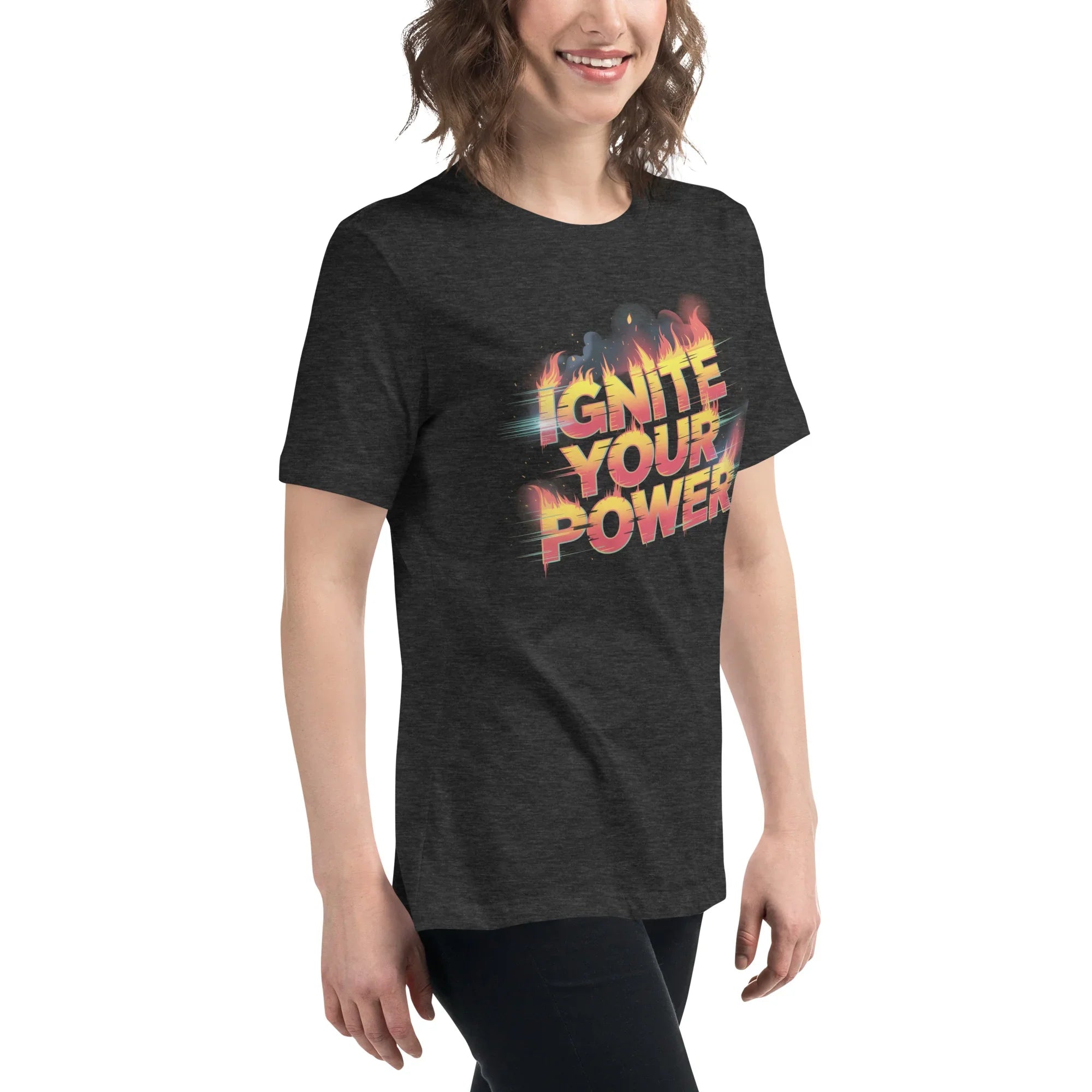 Ignite Your Power T Shirt – Bold Girl Power Tee with Red & Yellow Flames - RaZits