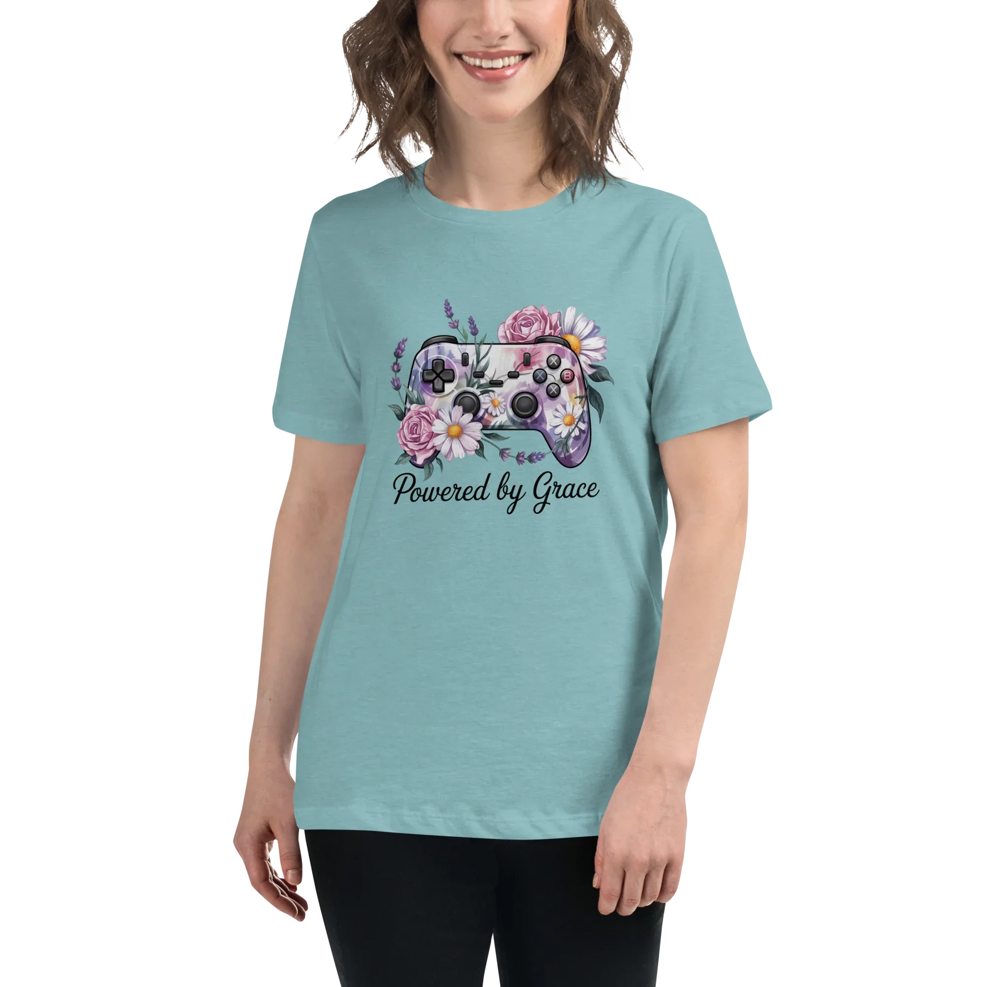Floral Controller Tee – Powered by Grace Gamer Shirt - RaZits