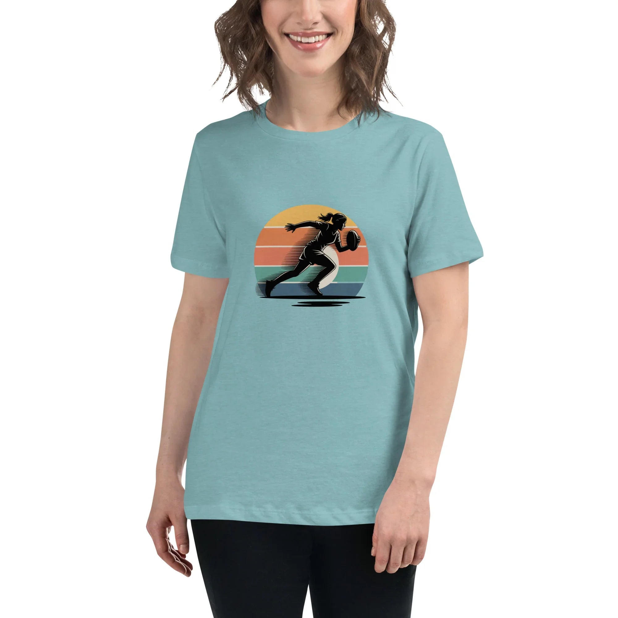 Women's Rugby Runner Tee – Sunset Speed Art - RaZits