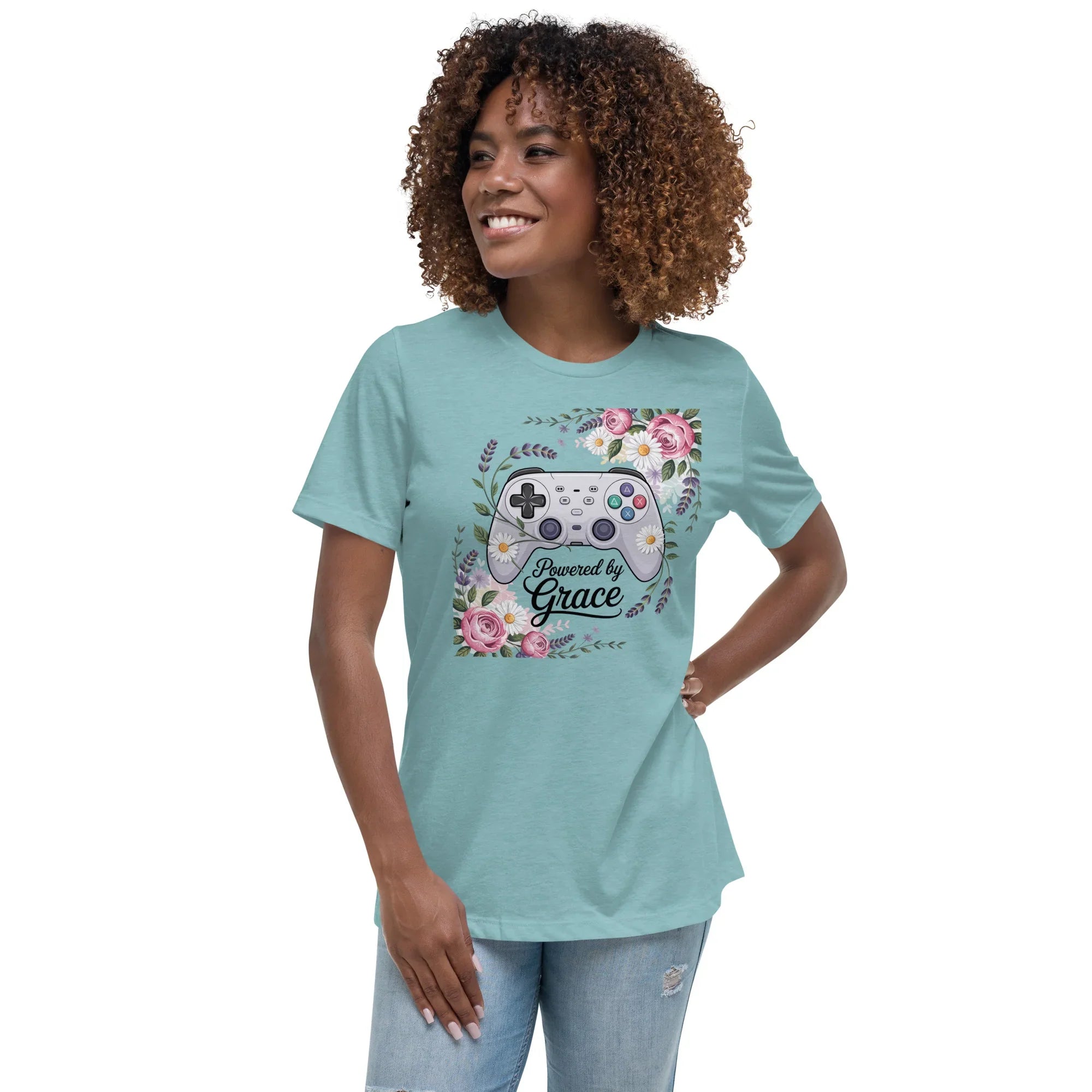 Powered by Grace Shirt – Floral Gamer Girl Tee - RaZits
