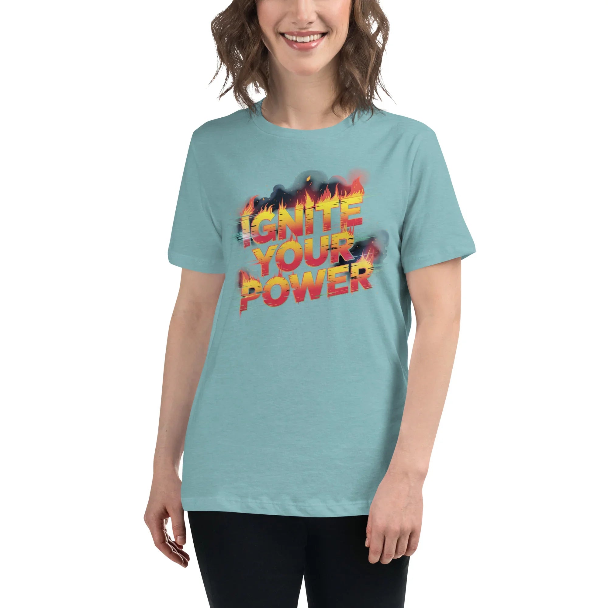 Ignite Your Power T Shirt – Bold Girl Power Tee with Red & Yellow Flames - RaZits