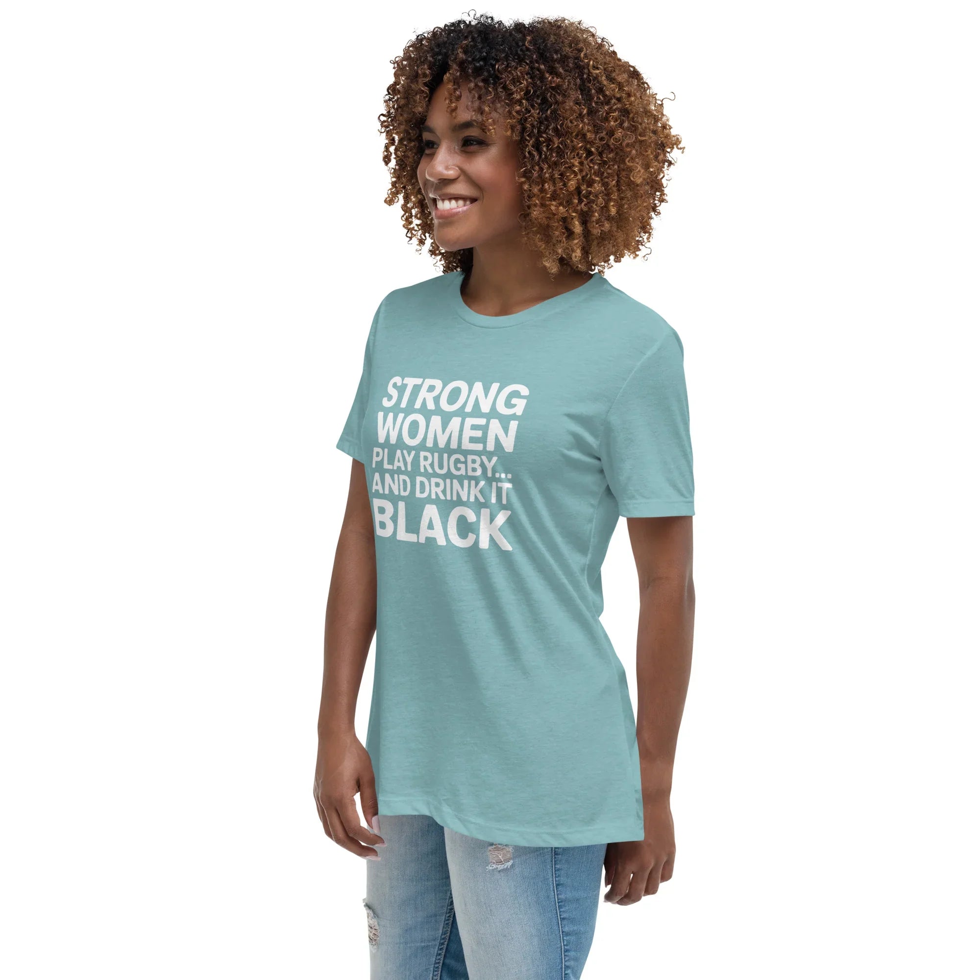 Strong Women Play Rugby Tee – Bold Coffee Lover Print - RaZits