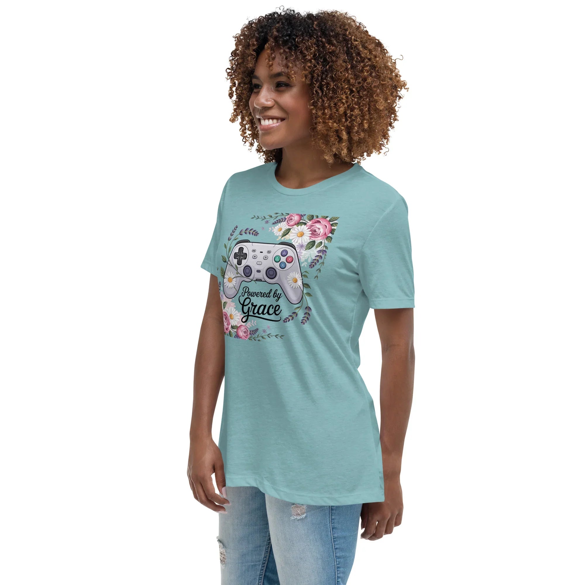Powered by Grace Shirt – Floral Gamer Girl Tee - RaZits