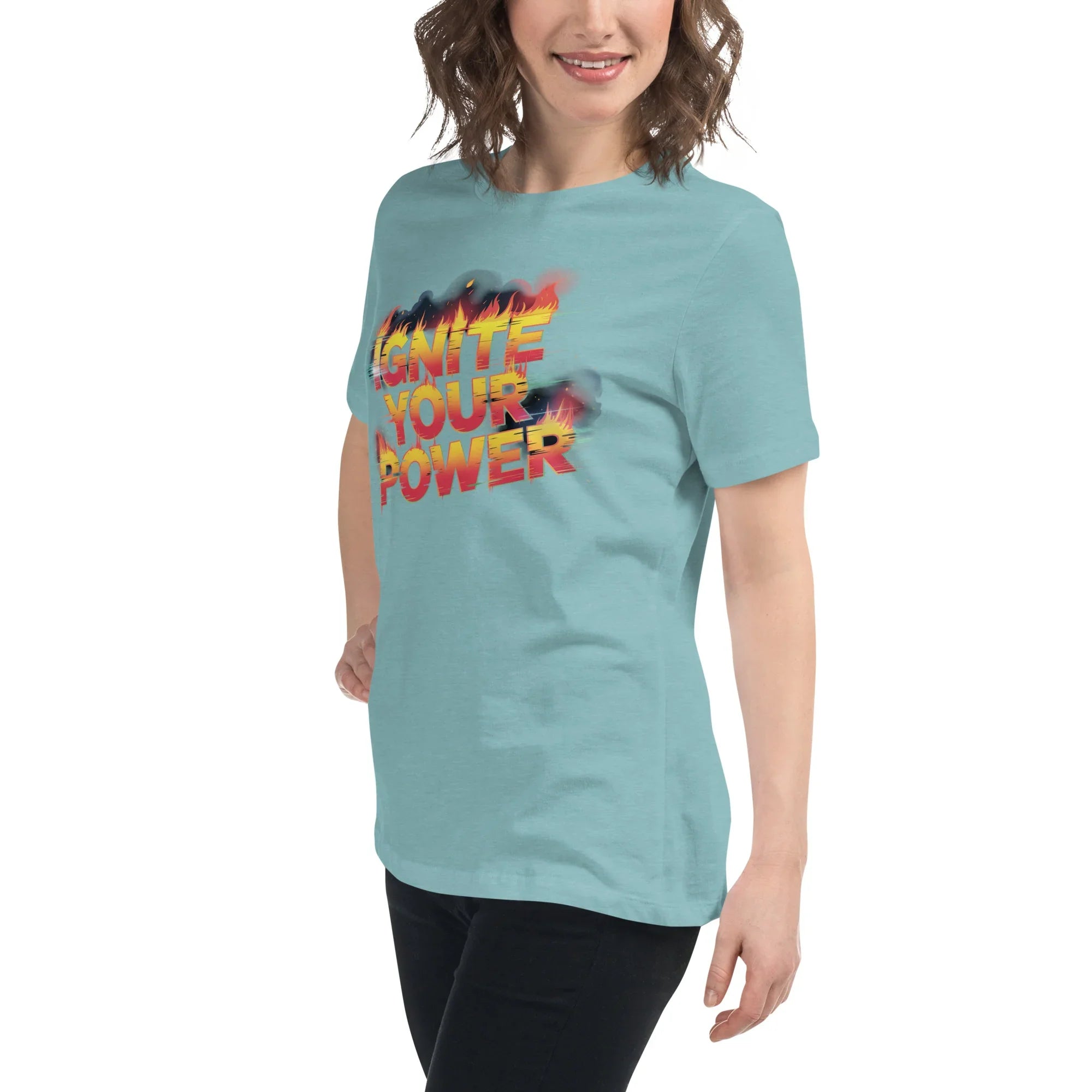 Ignite Your Power T Shirt – Bold Girl Power Tee with Red & Yellow Flames - RaZits