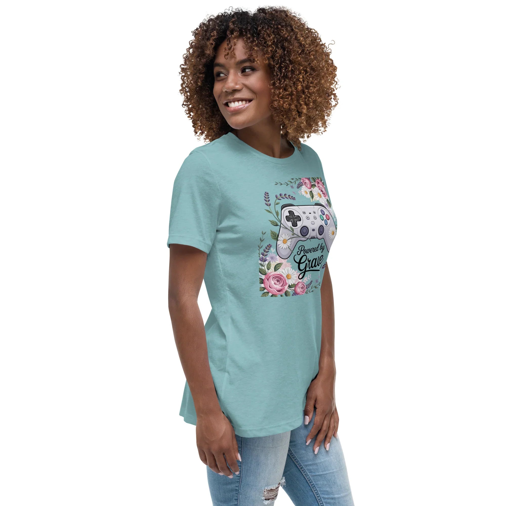 Powered by Grace Shirt – Floral Gamer Girl Tee - RaZits