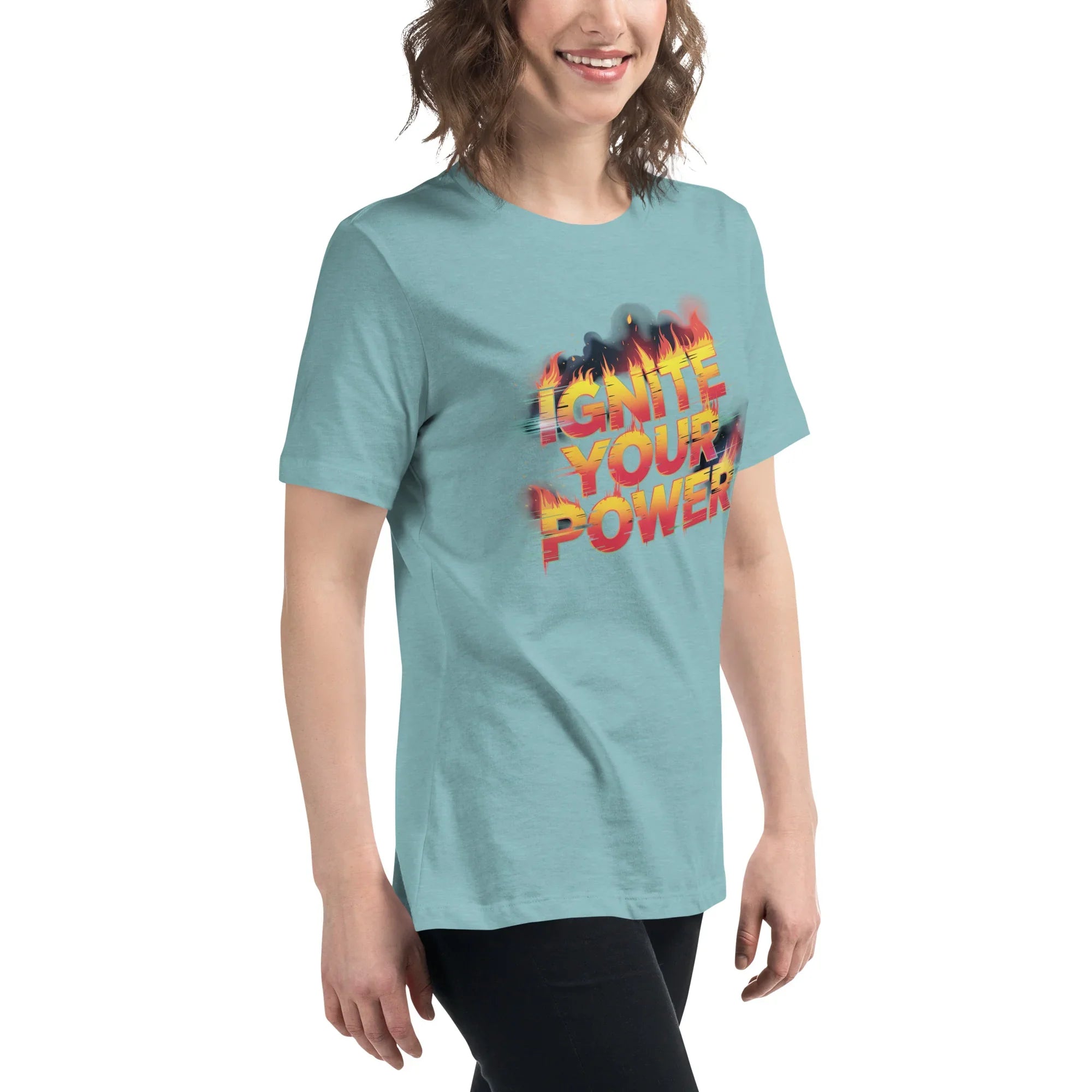 Ignite Your Power T Shirt – Bold Girl Power Tee with Red & Yellow Flames - RaZits