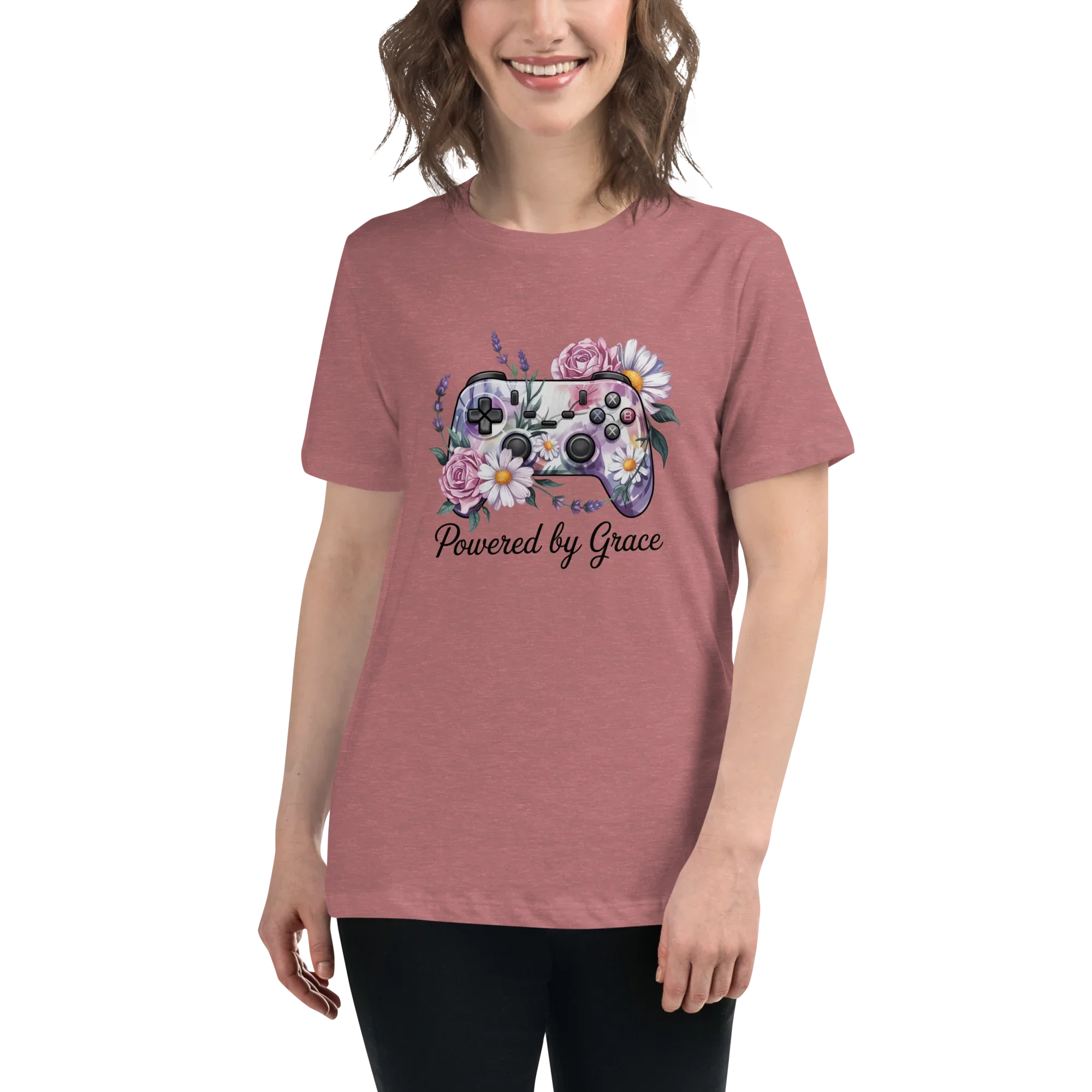 Floral Controller Tee – Powered by Grace Gamer Shirt - RaZits