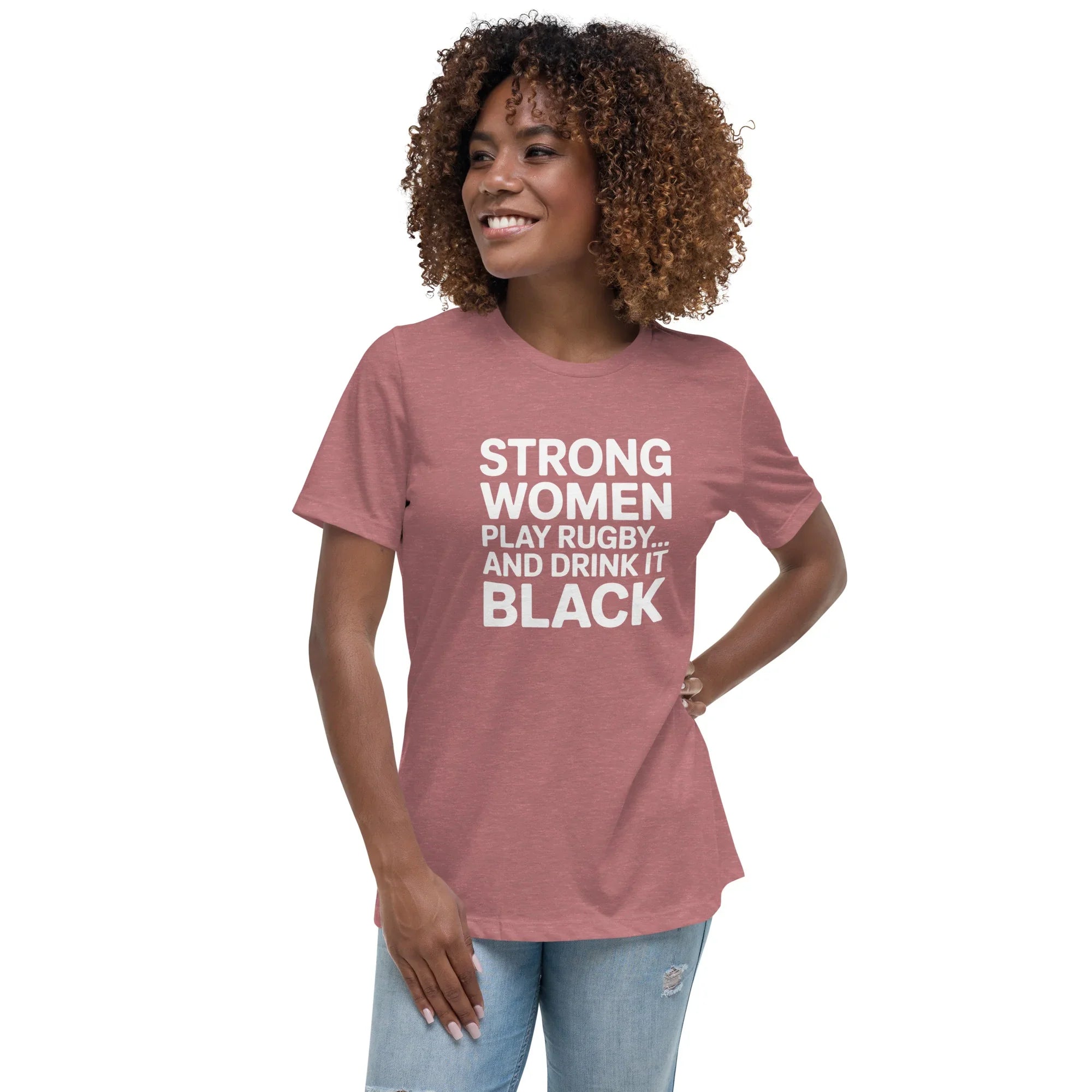 Strong Women Play Rugby Tee – Bold Coffee Lover Print - RaZits
