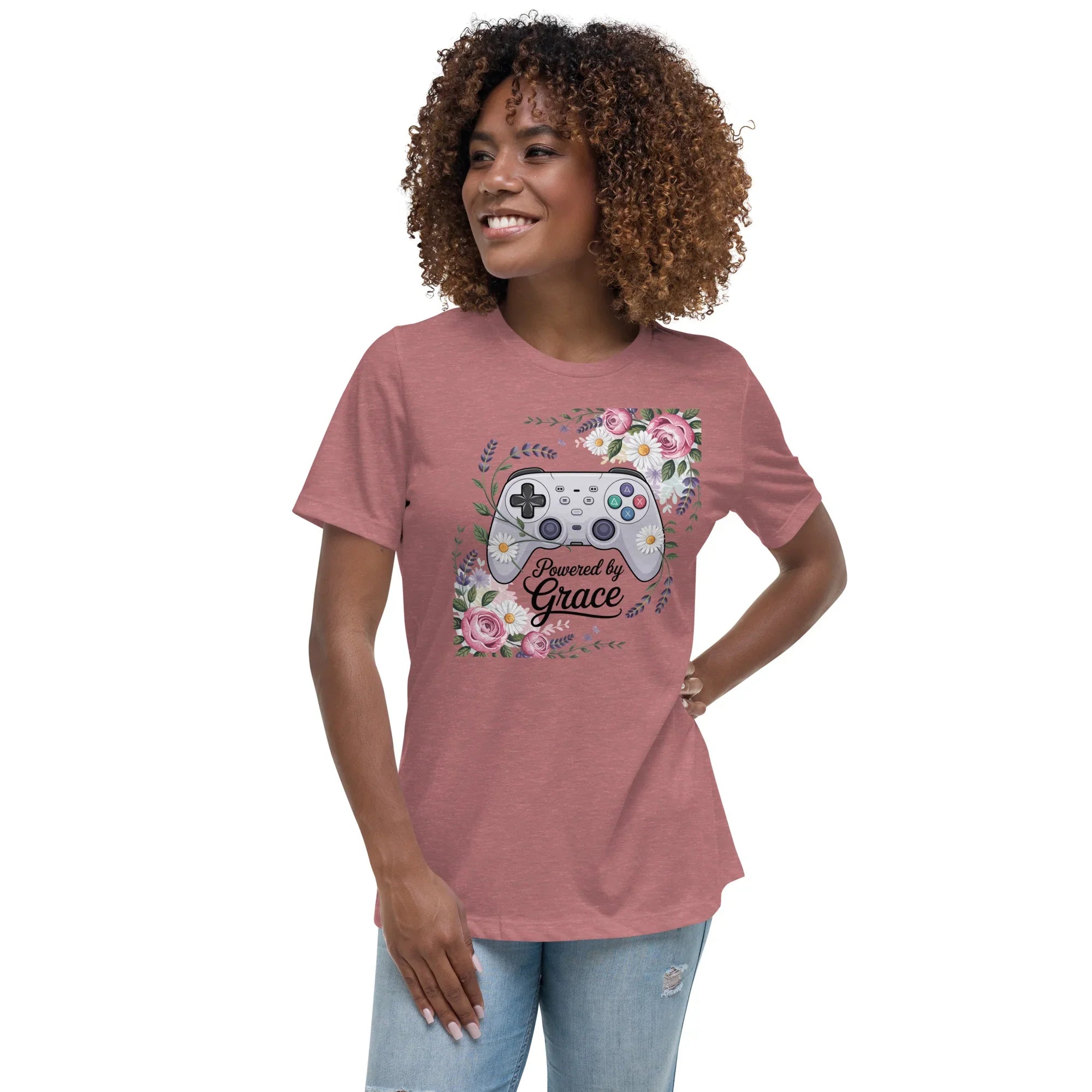 Powered by Grace Shirt – Floral Gamer Girl Tee - RaZits