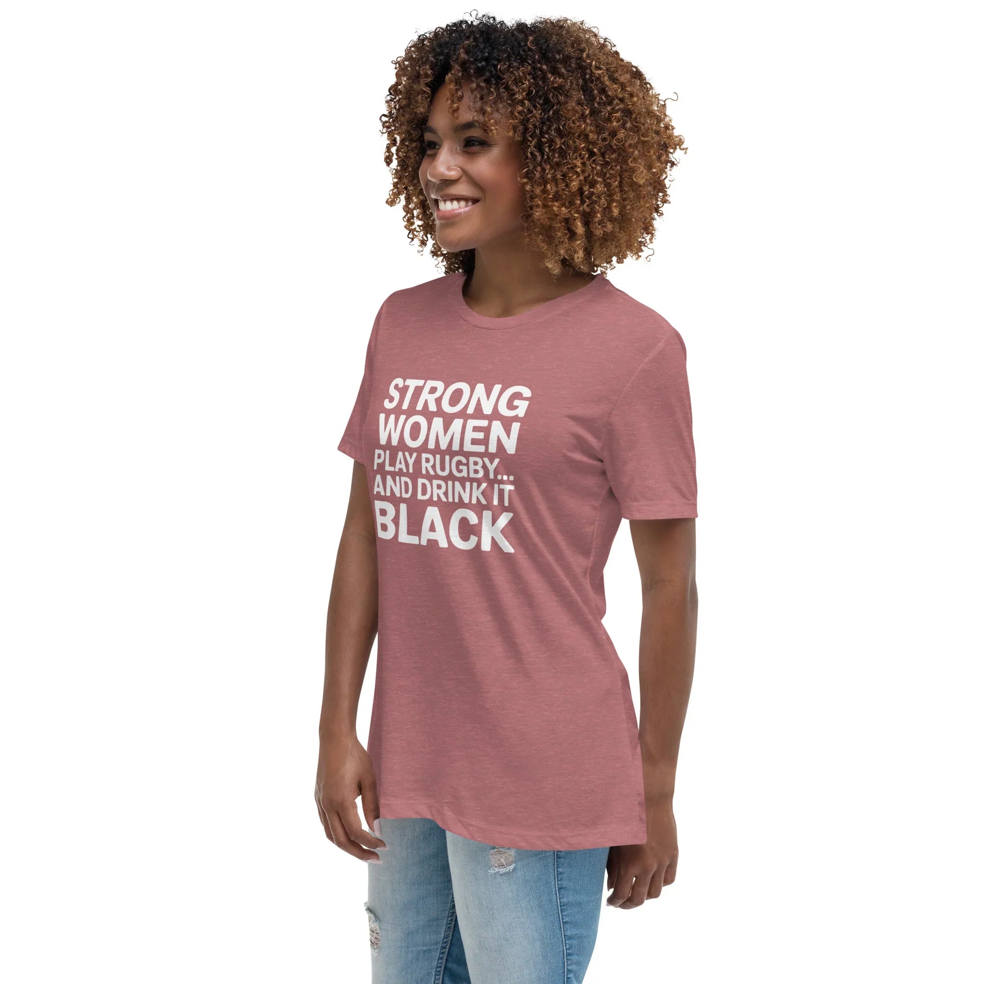 Strong Women Play Rugby Tee – Bold Coffee Lover Print - RaZits