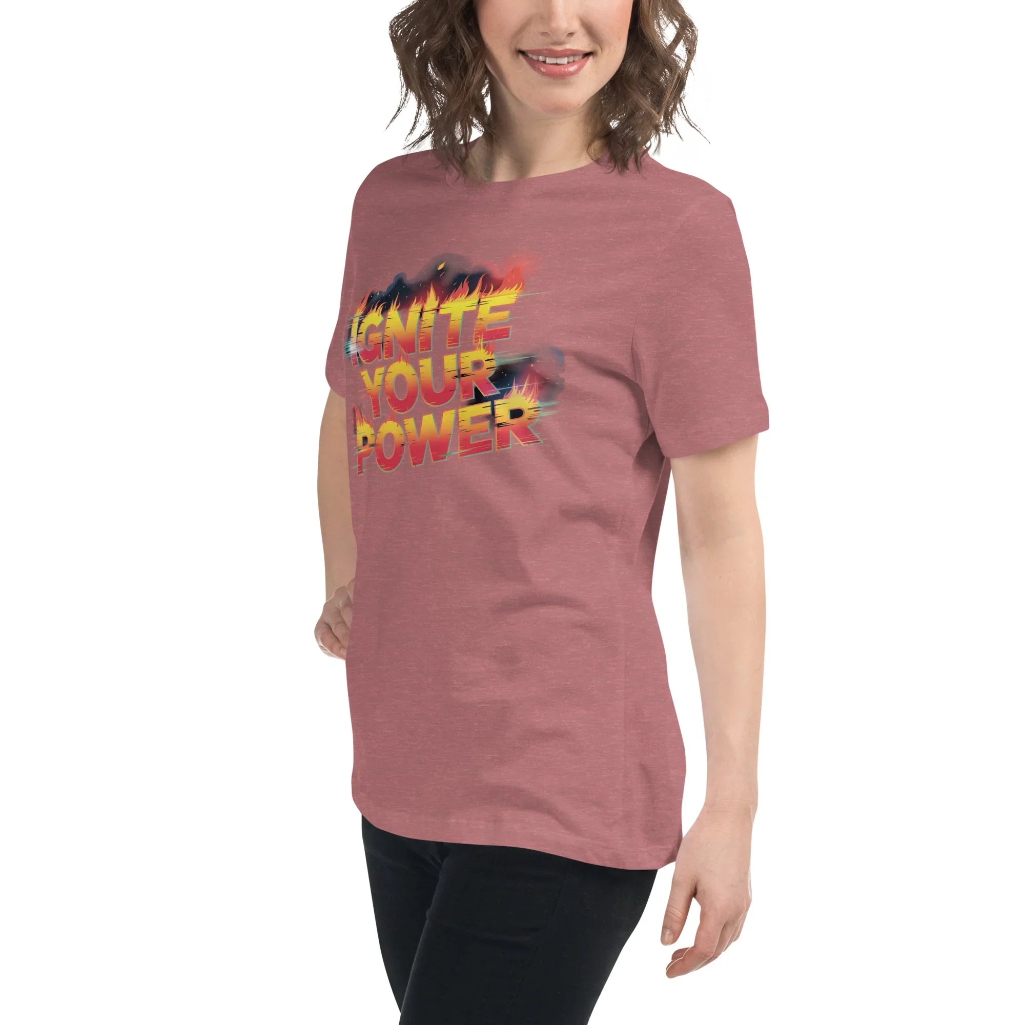 Ignite Your Power T Shirt – Bold Girl Power Tee with Red & Yellow Flames - RaZits