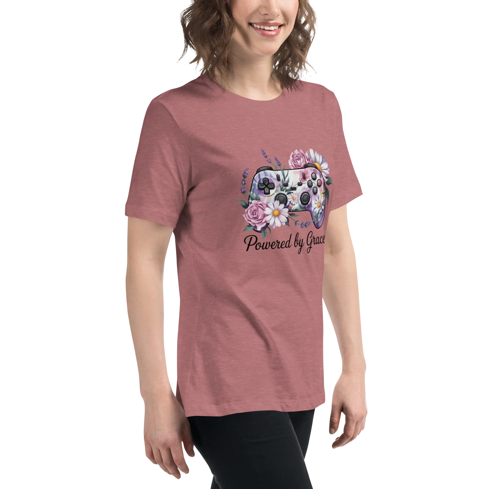 Floral Controller Tee – Powered by Grace Gamer Shirt - RaZits