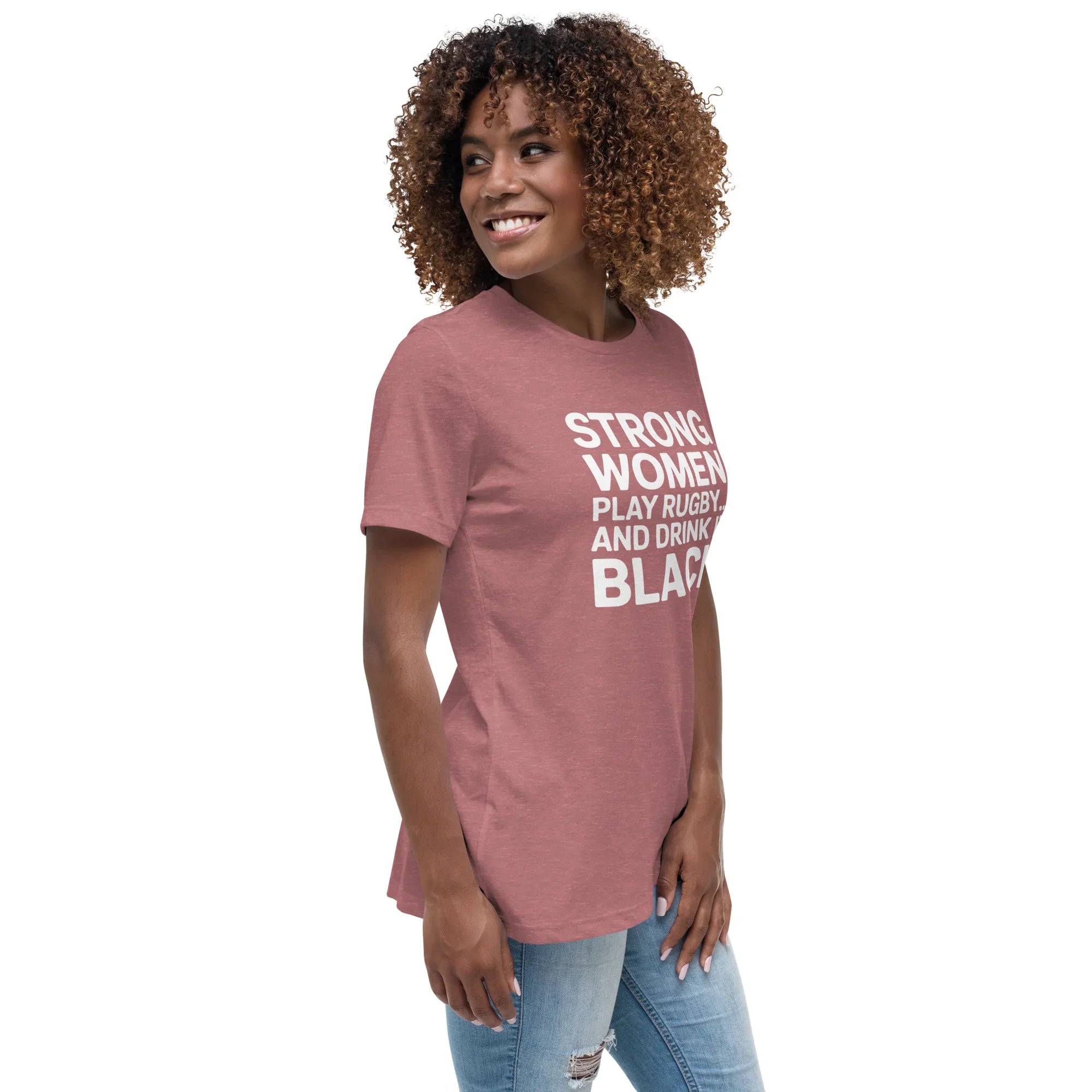 Strong Women Play Rugby Tee – Bold Coffee Lover Print - RaZits