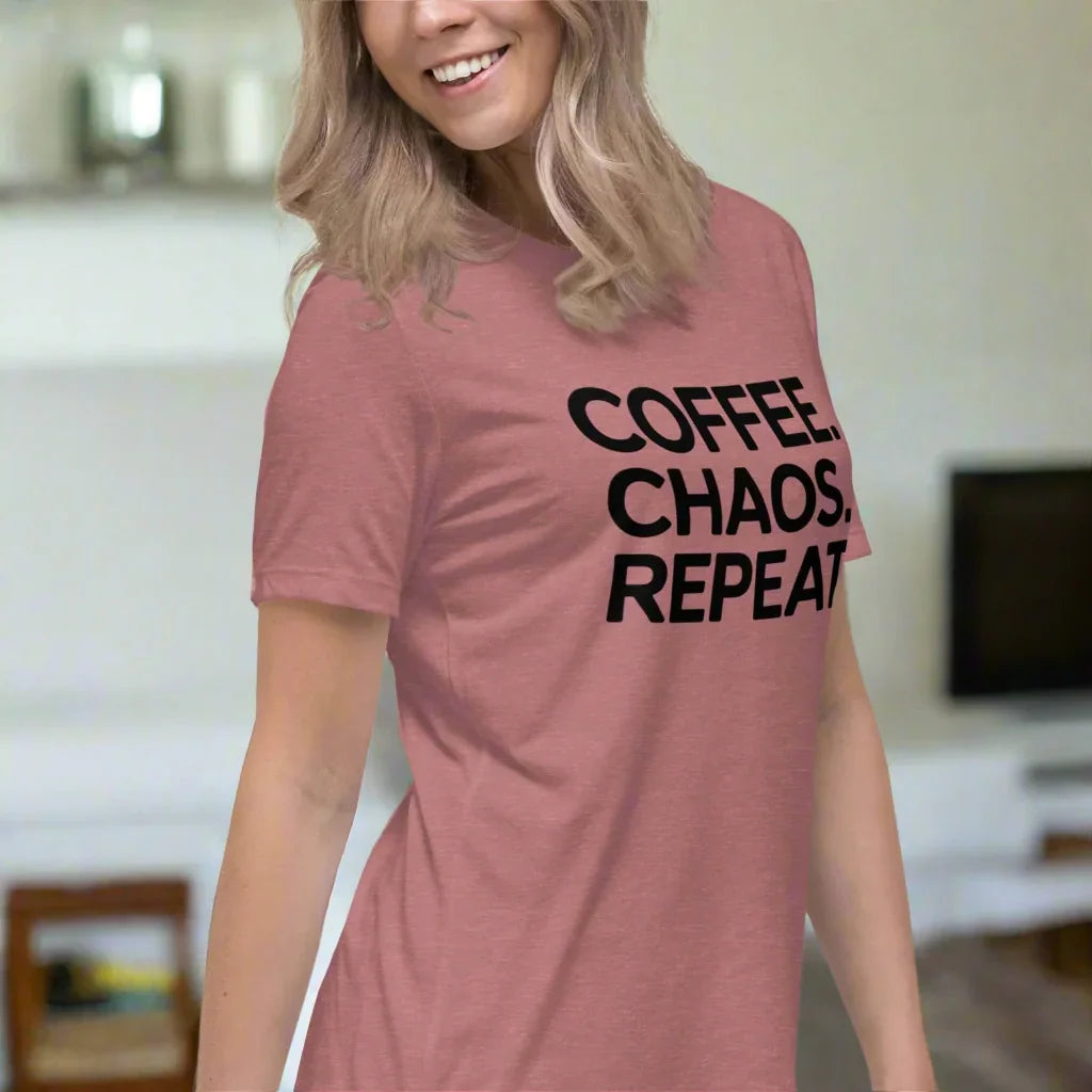Coffee Chaos Repeat Tee – Bold Black Statement - RaZits