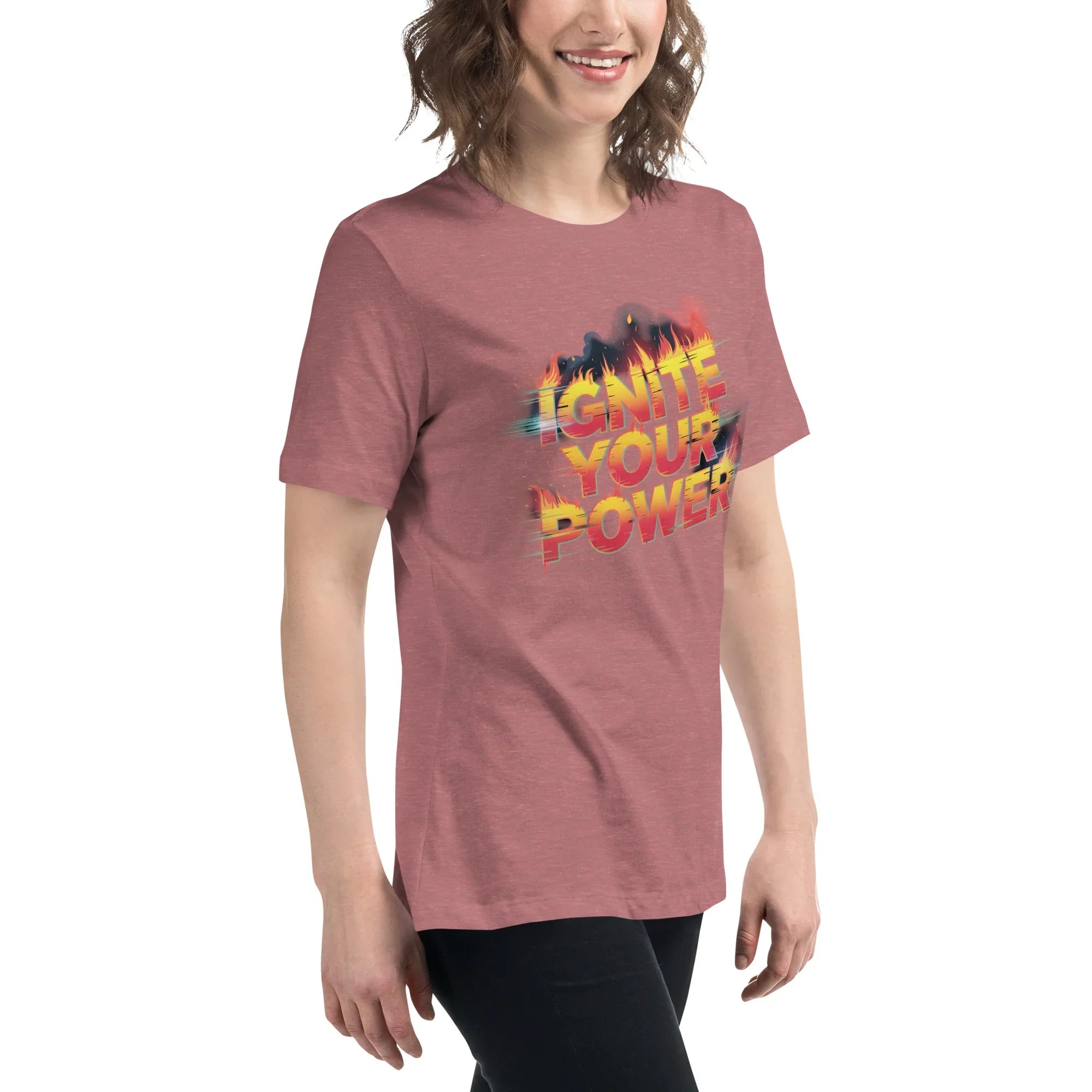 Ignite Your Power T Shirt – Bold Girl Power Tee with Red & Yellow Flames - RaZits