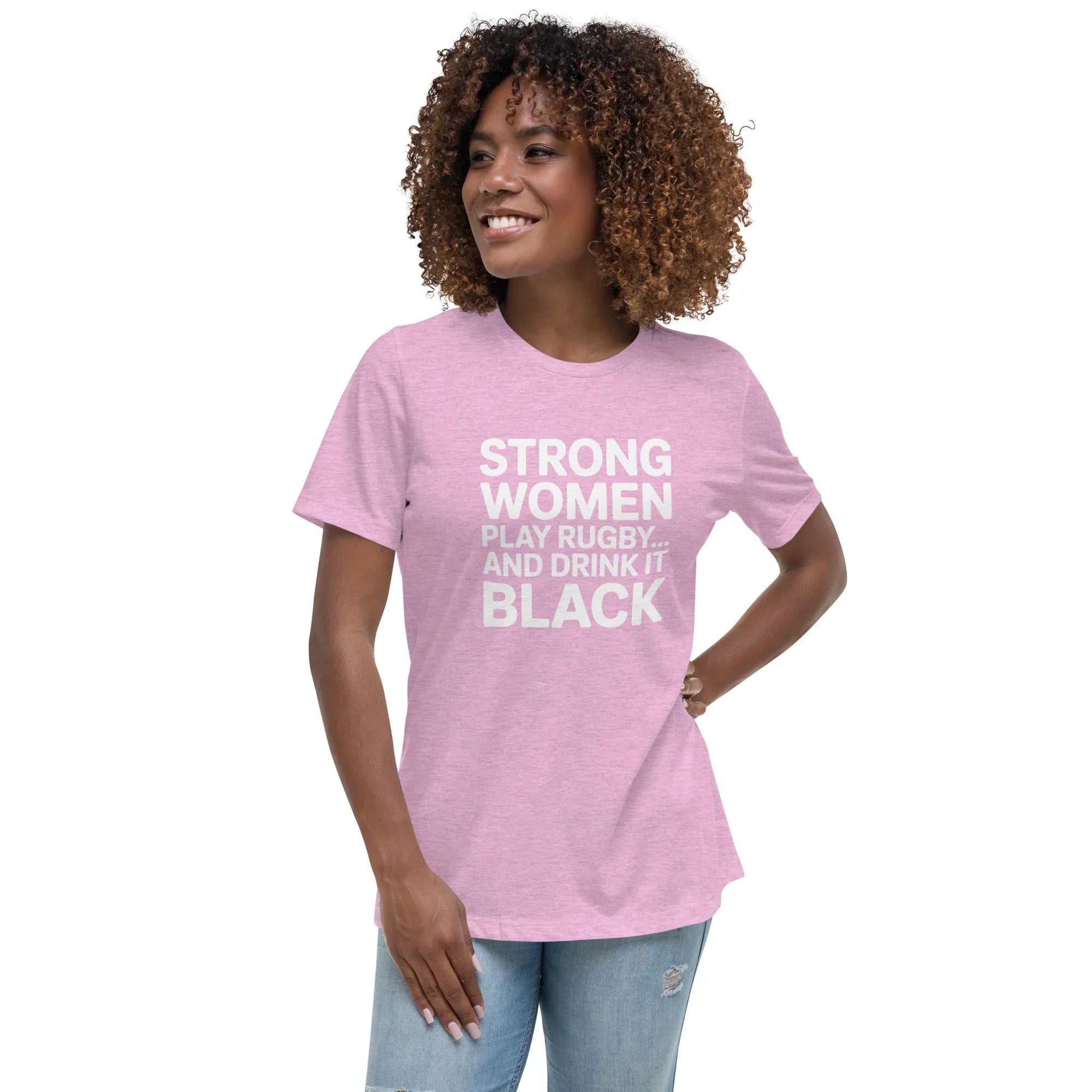 Strong Women Play Rugby Tee – Bold Coffee Lover Print - RaZits