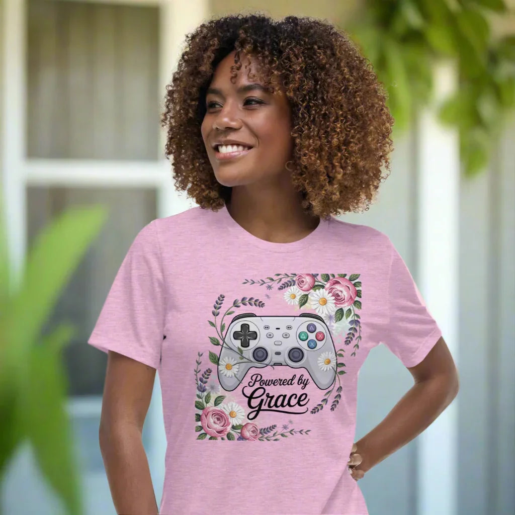 Powered by Grace Shirt – Floral Gamer Girl Tee - RaZits