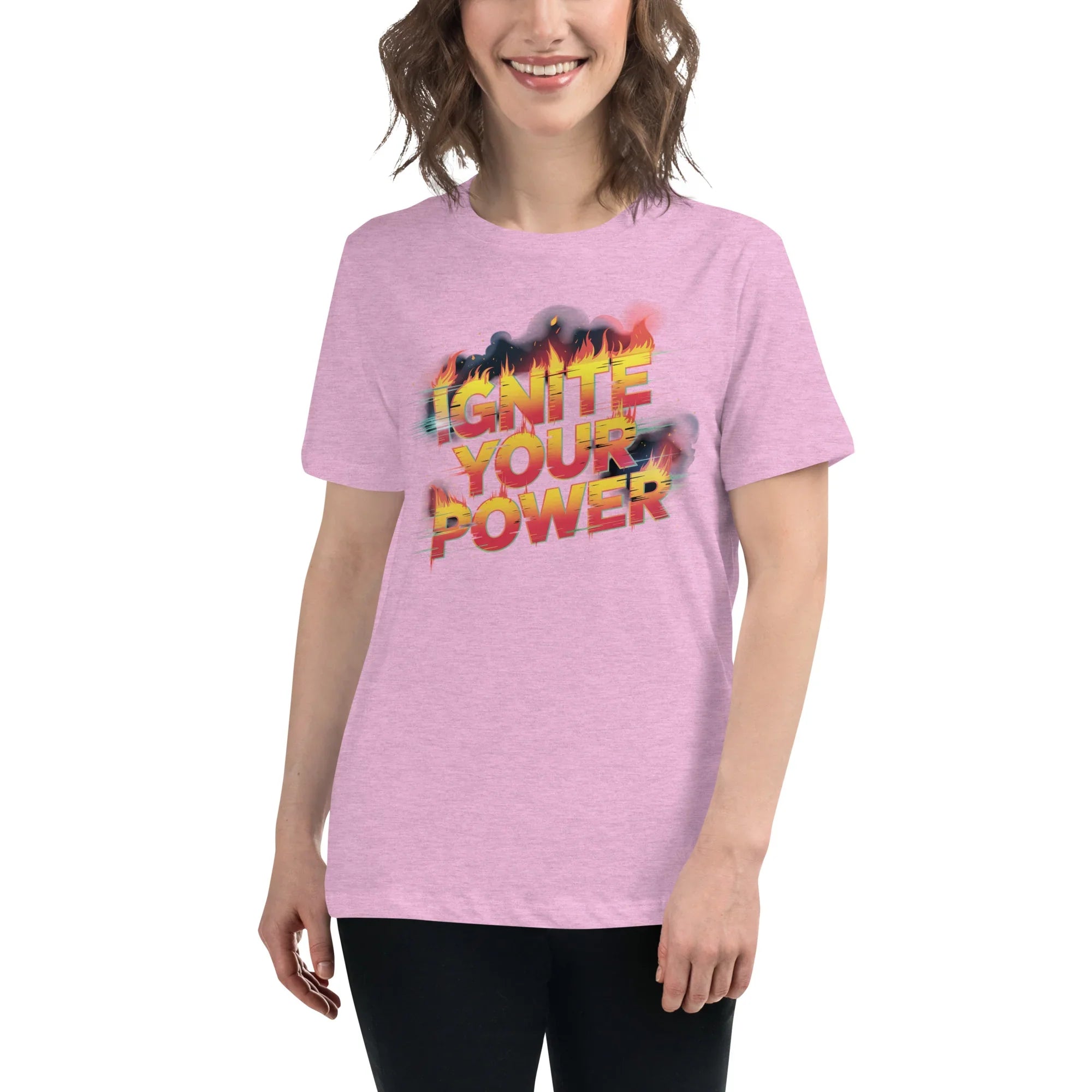 Ignite Your Power T Shirt – Bold Girl Power Tee with Red & Yellow Flames - RaZits