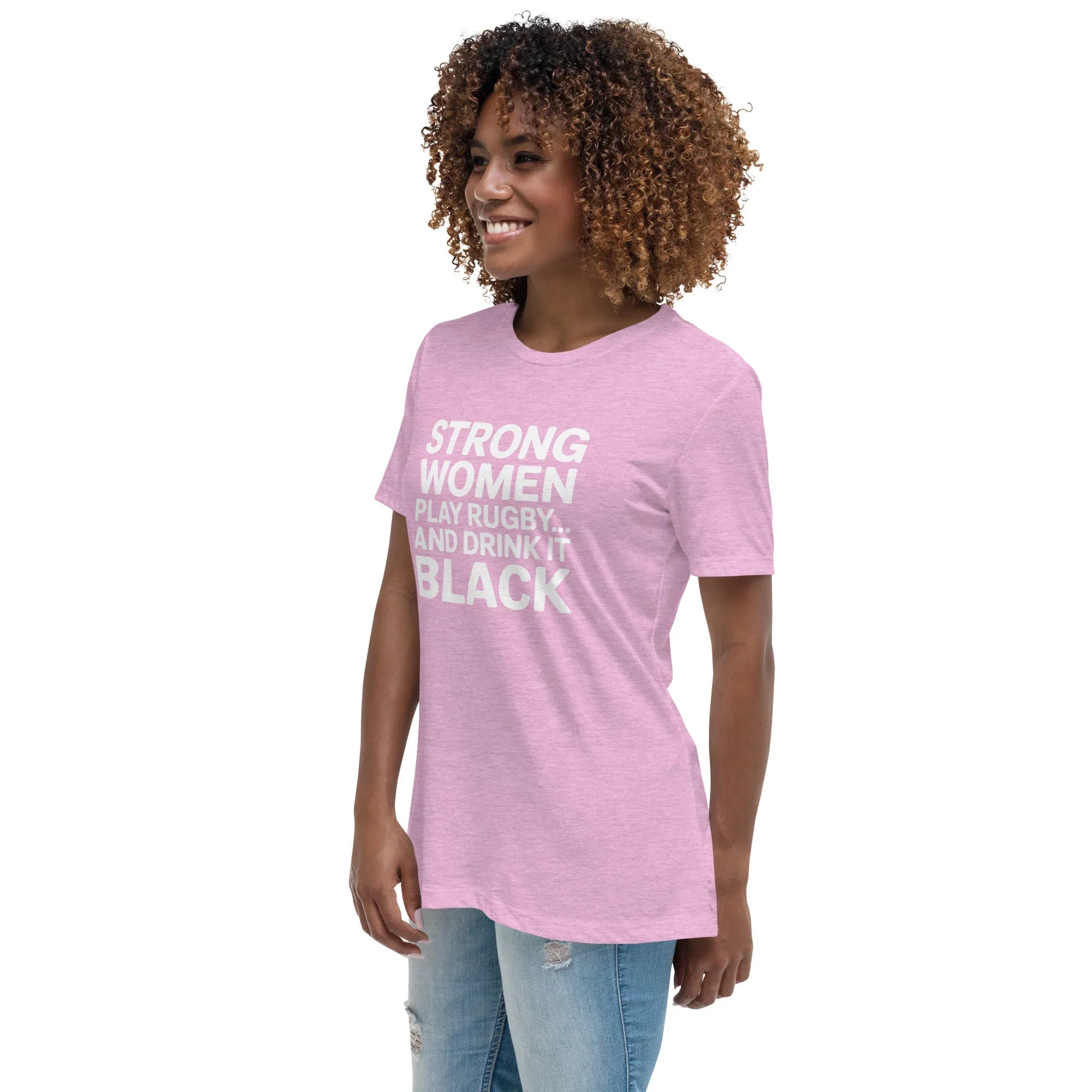 Strong Women Play Rugby Tee – Bold Coffee Lover Print - RaZits