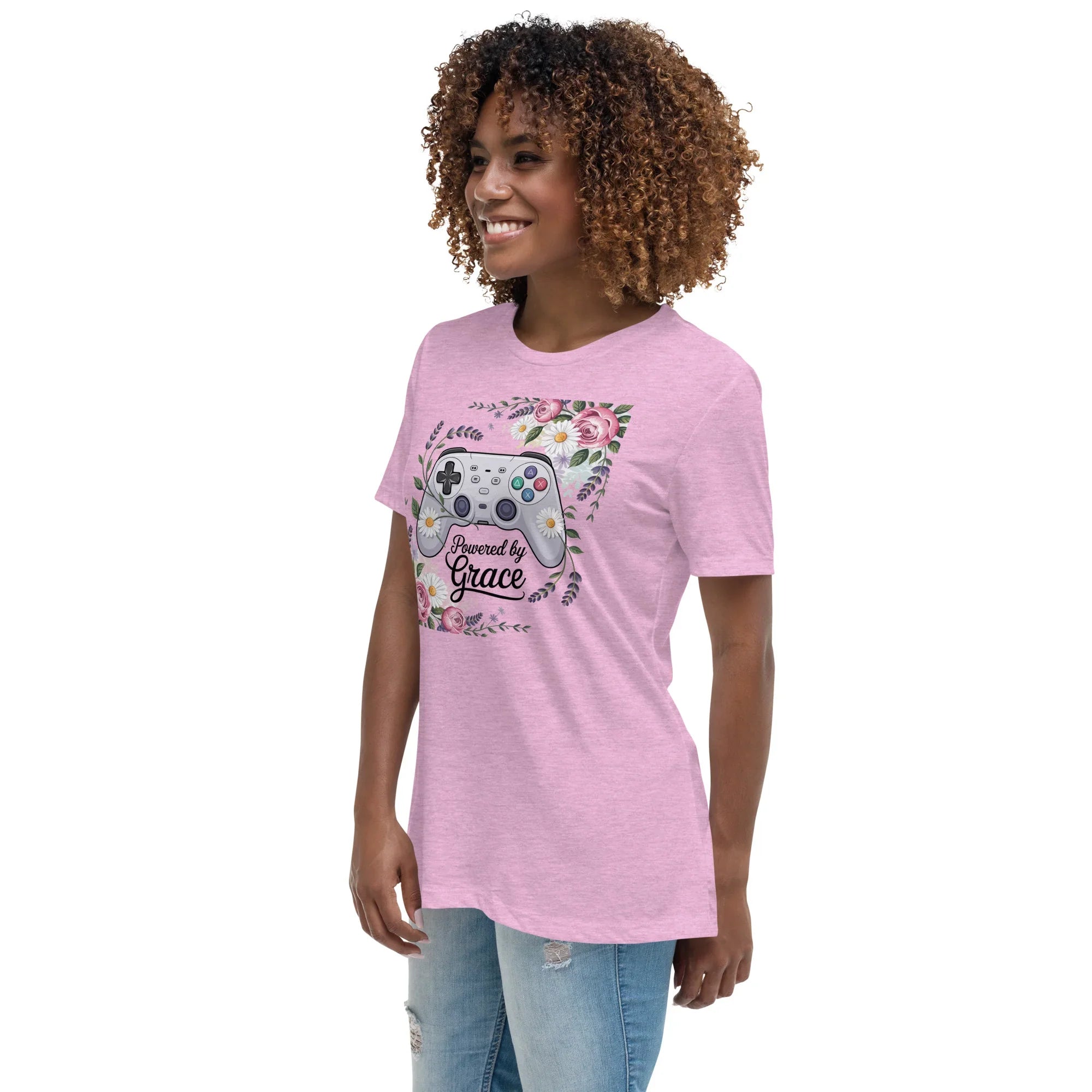 Powered by Grace Shirt – Floral Gamer Girl Tee - RaZits
