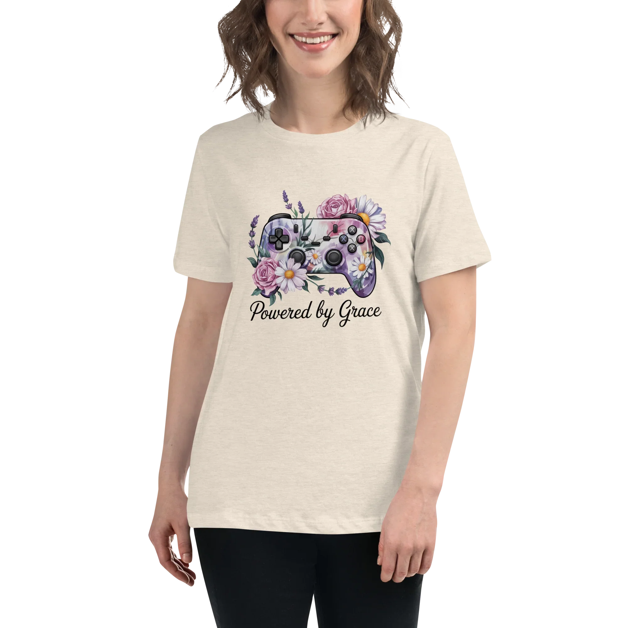 Floral Controller Tee – Powered by Grace Gamer Shirt - RaZits