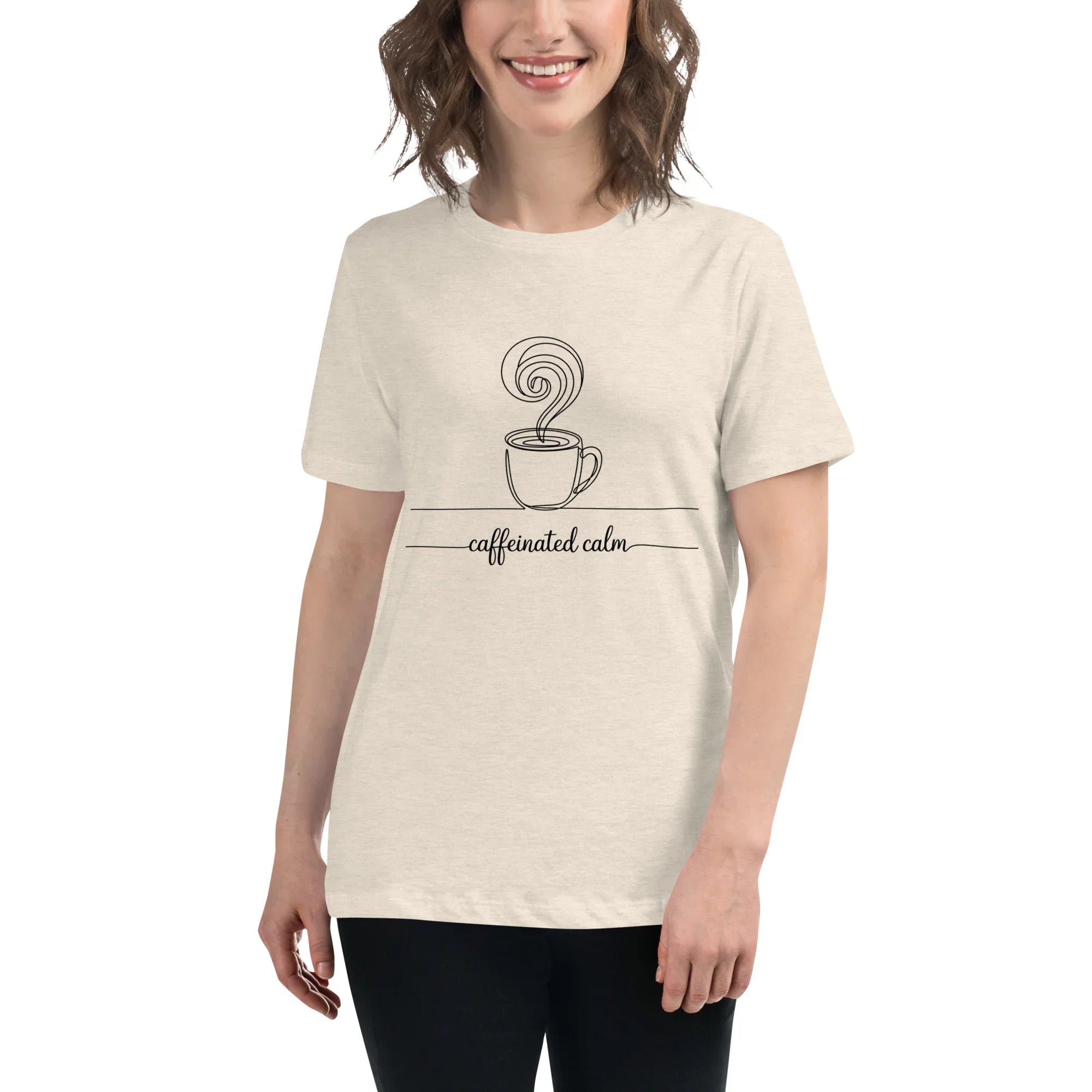 Caffeinated Calm Tee – Minimalist Coffee Line Art - RaZits
